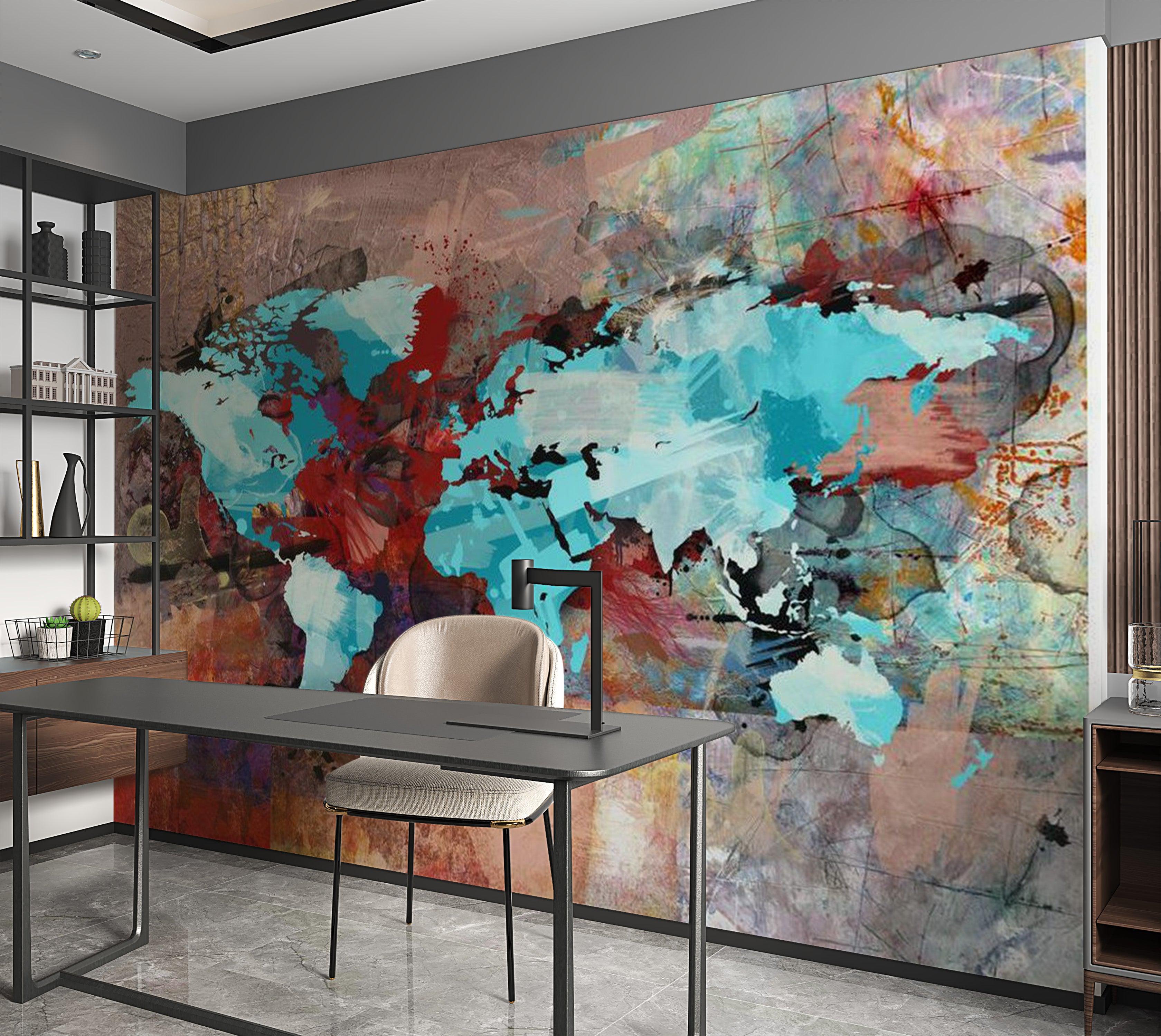 World Map Wallpaper Wall Mural - The Earth In Art