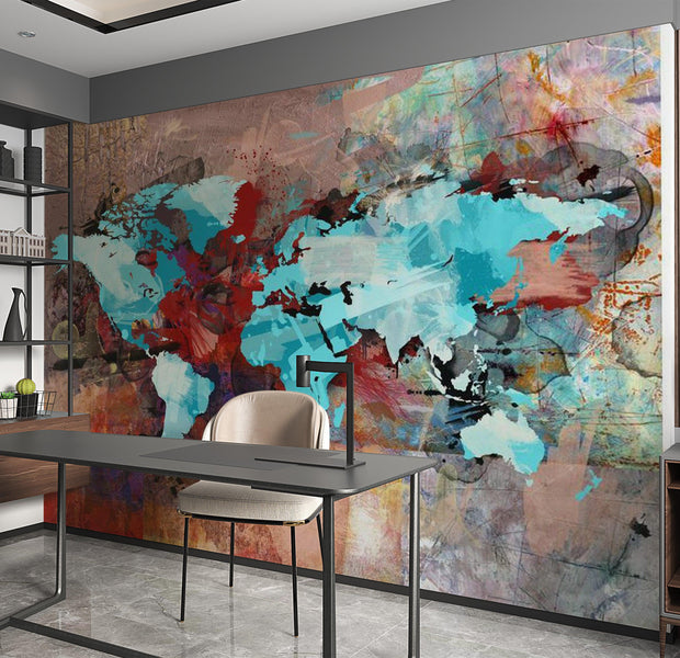World Map Wallpaper Wall Mural - The Earth In Art