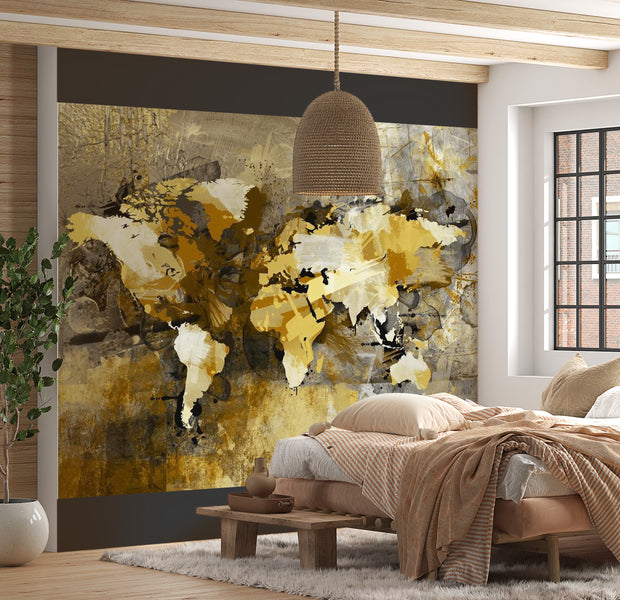 World Map Wallpaper Wall Mural - Abstract Art Map 118"Wx90"H
