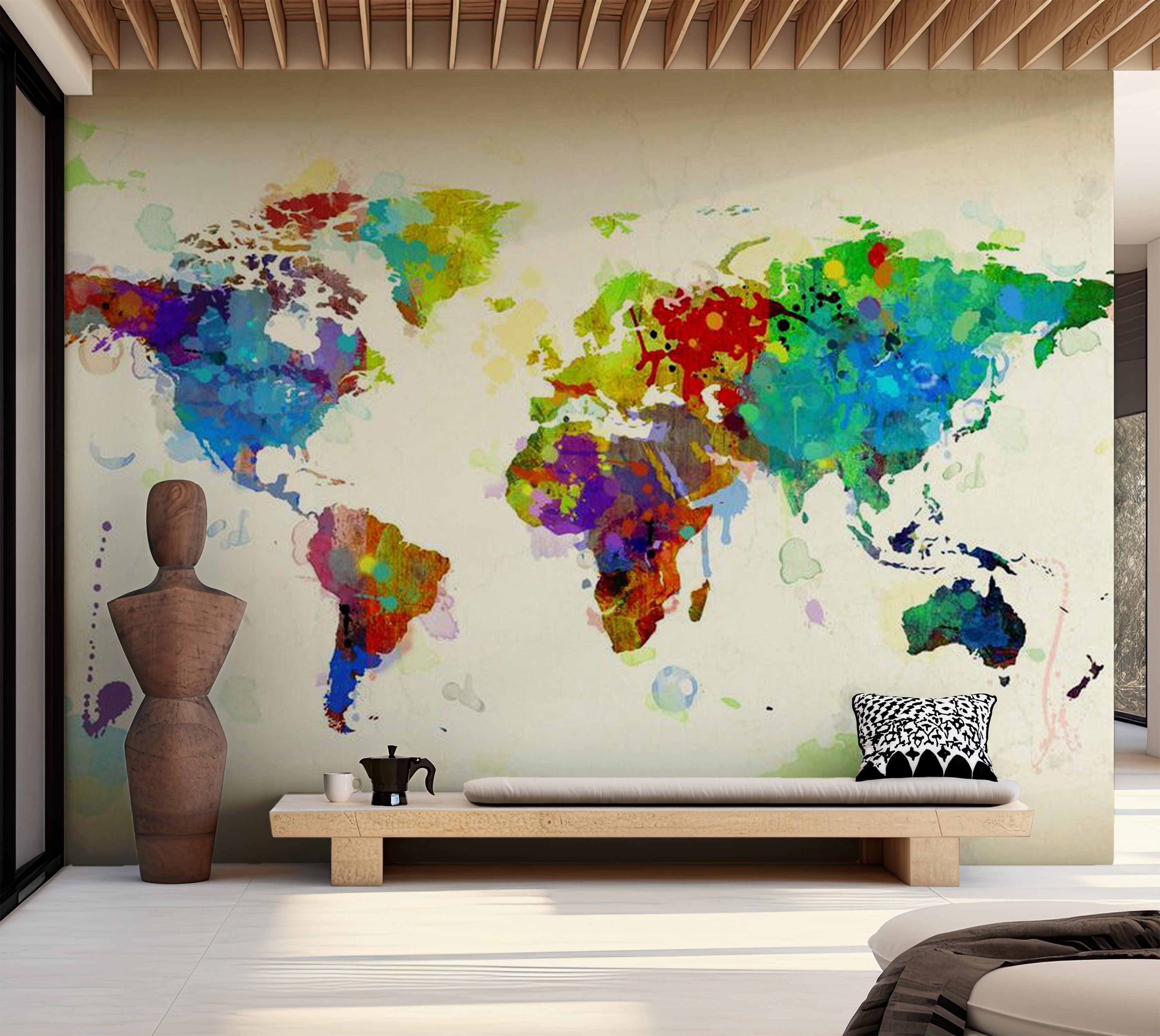 Paint Splashes World Map World Map Paint Splashes Digital Art By