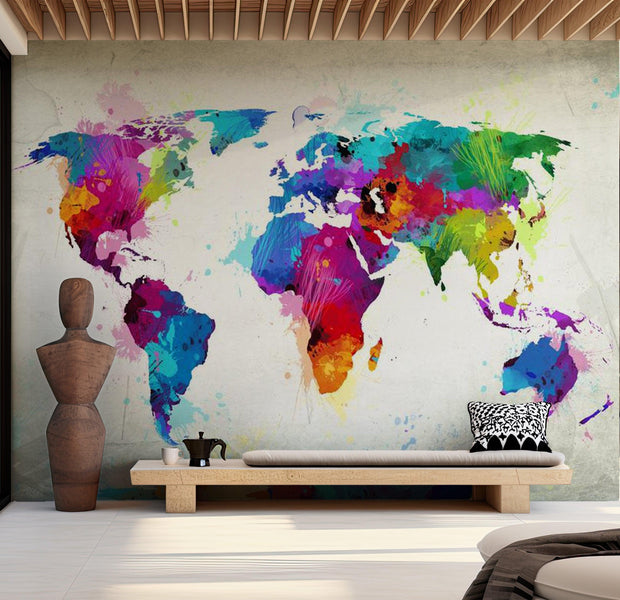 World Map Wallpaper Wall Mural - The Map Of Happiness