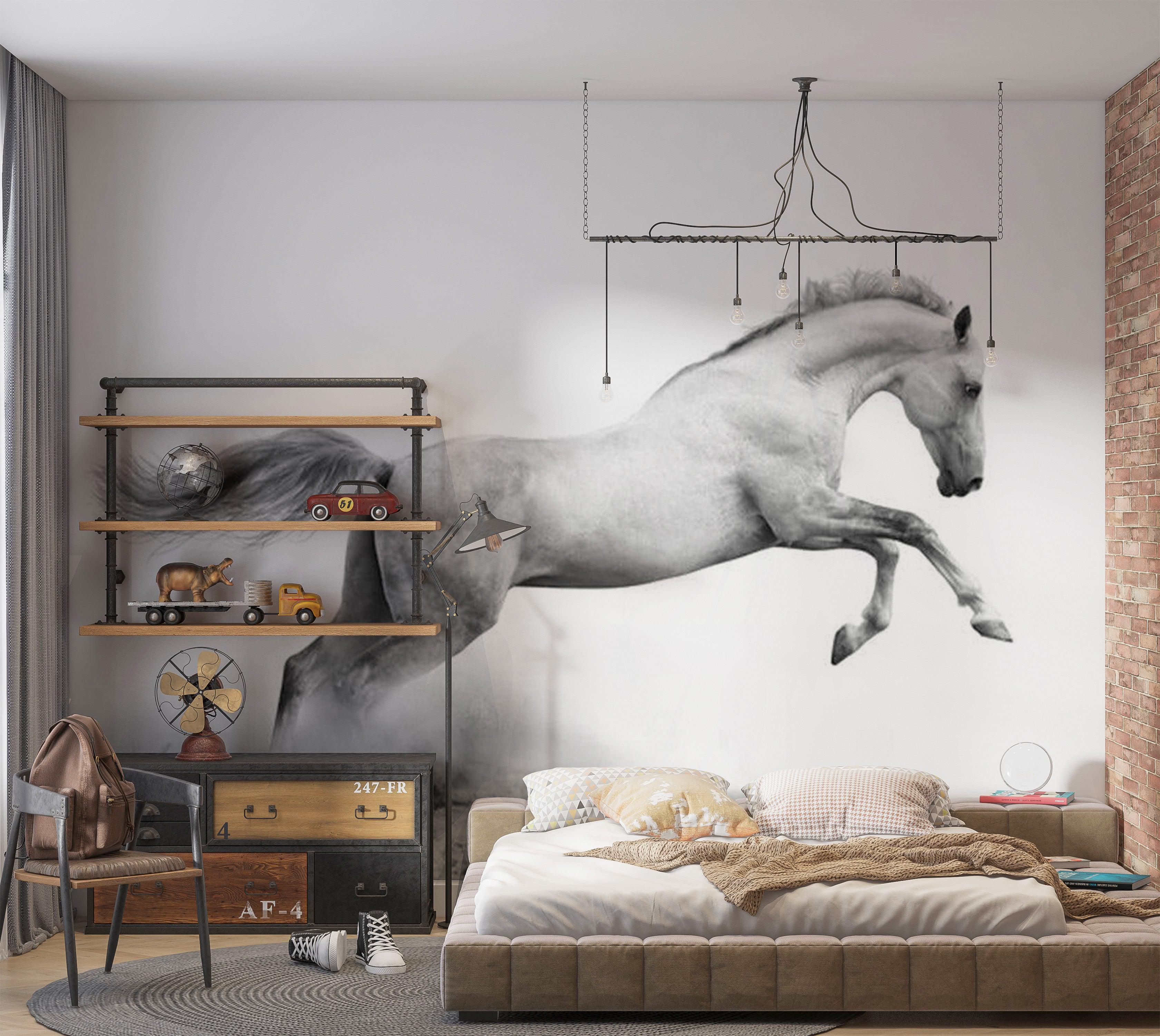 Animal Wallpaper Wall Mural - White Gallop