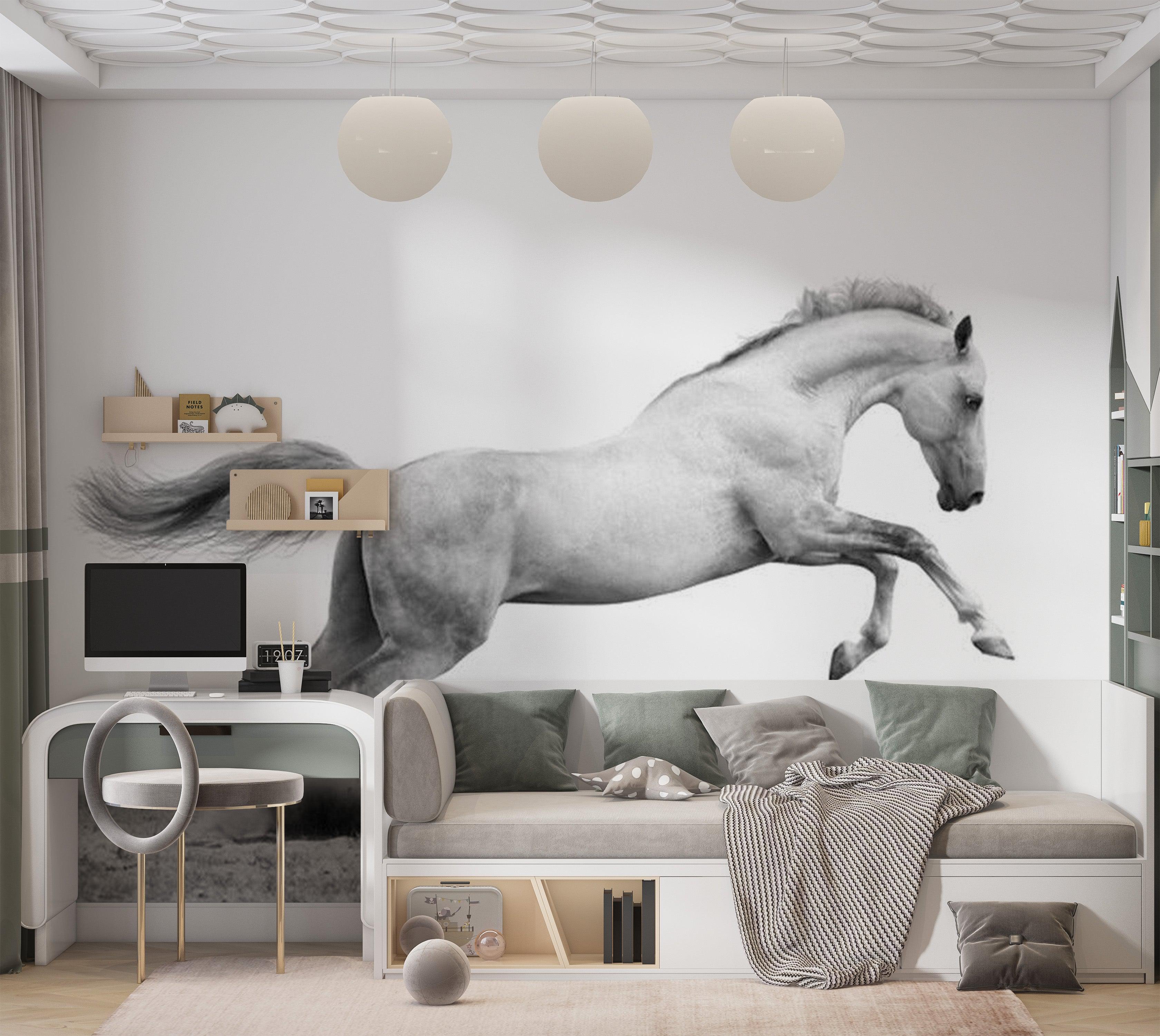 Animal Wallpaper Wall Mural - White Gallop