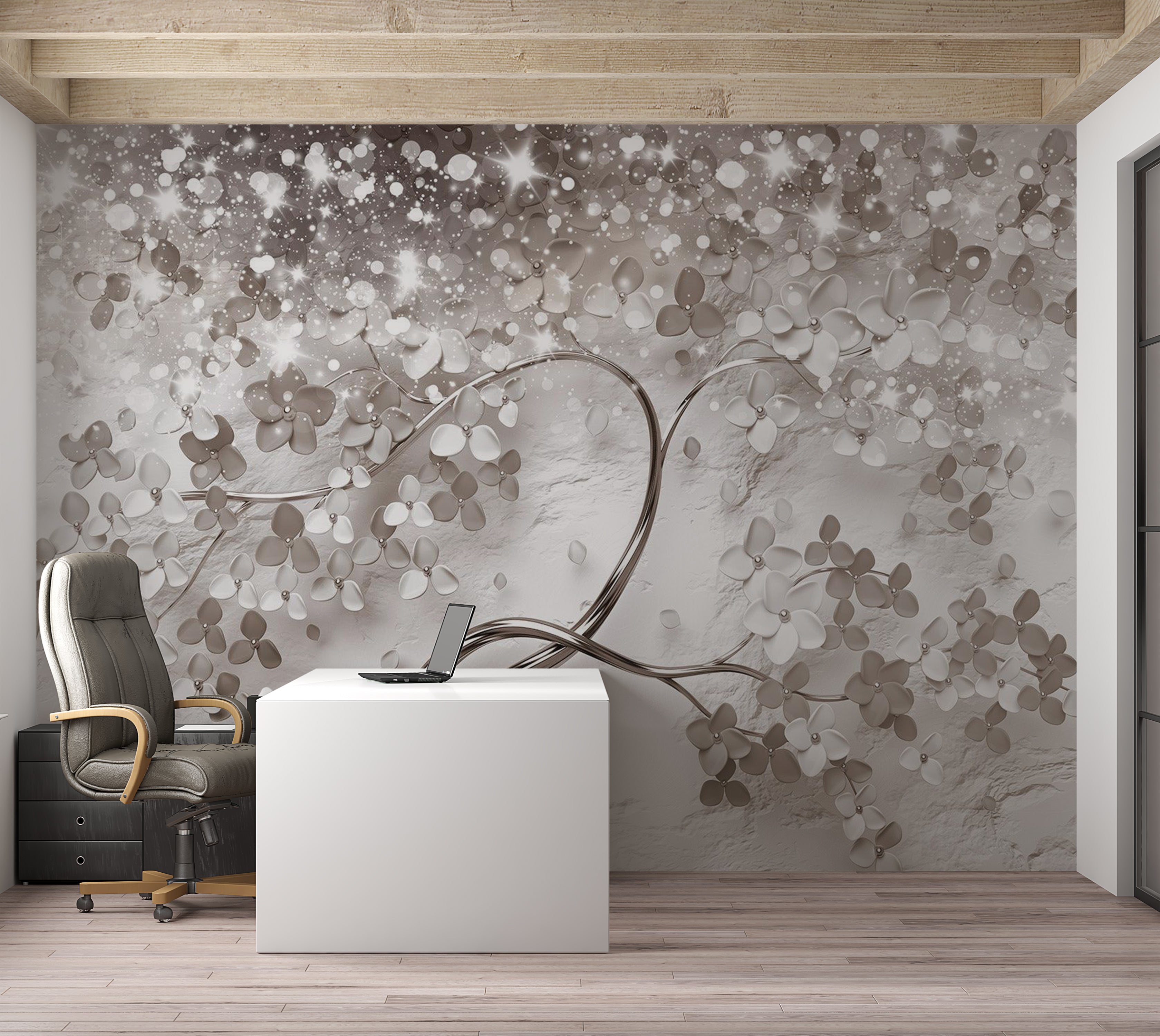 Floral Wallpaper Wall Mural - Star Tree 39"Wx27"H / Standard