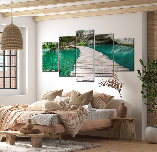 Stretched Canvas Landscape Art - Turquoise Lake 40"Wx20"H