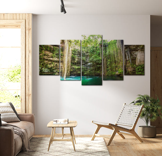 Stretched Canvas Landscape Art - Waterfall Of Trees 40"Wx20"H