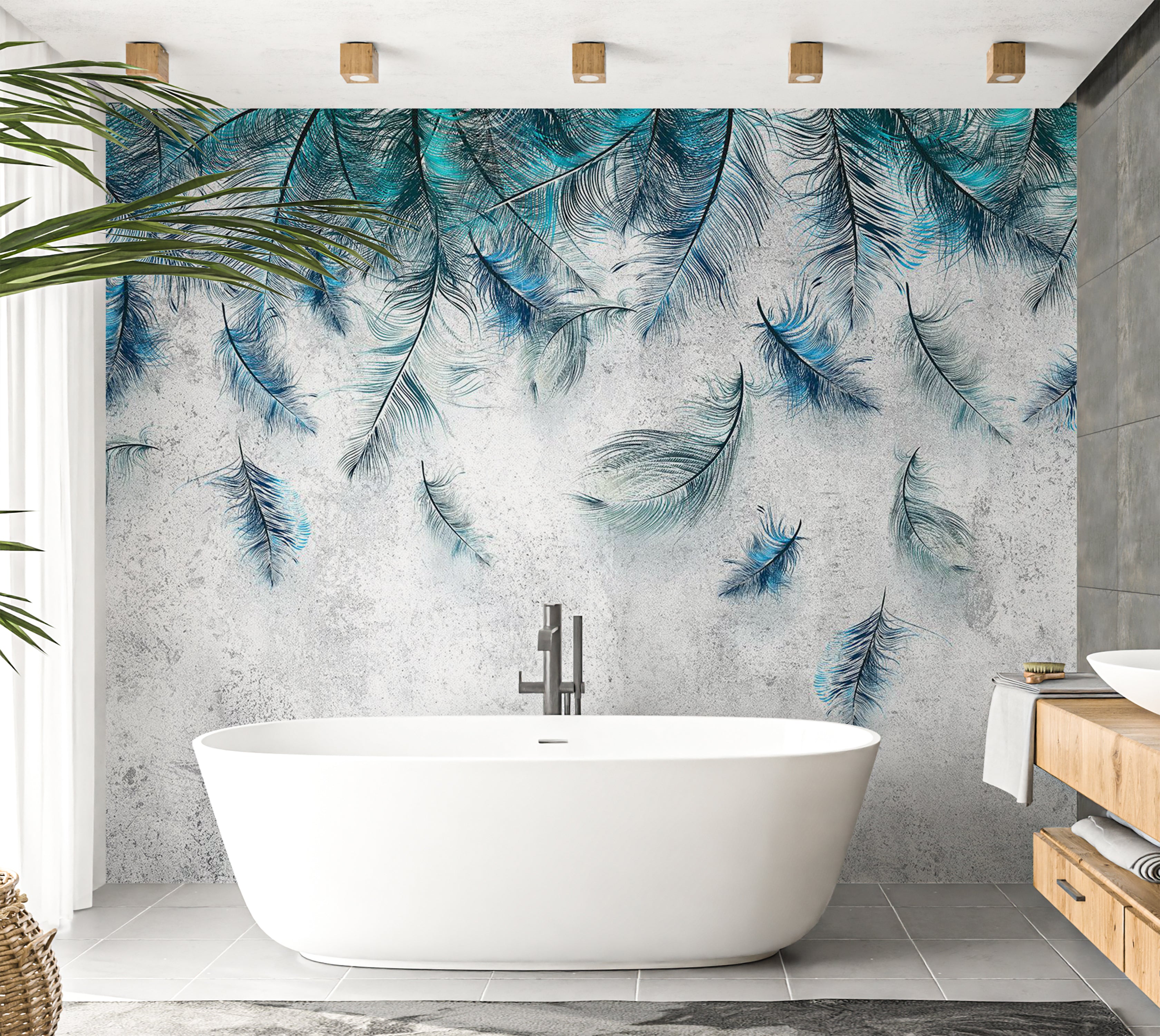 Botanical Wallpaper Wall Mural - Sapphire Breeze 39"Wx27"H / Standard