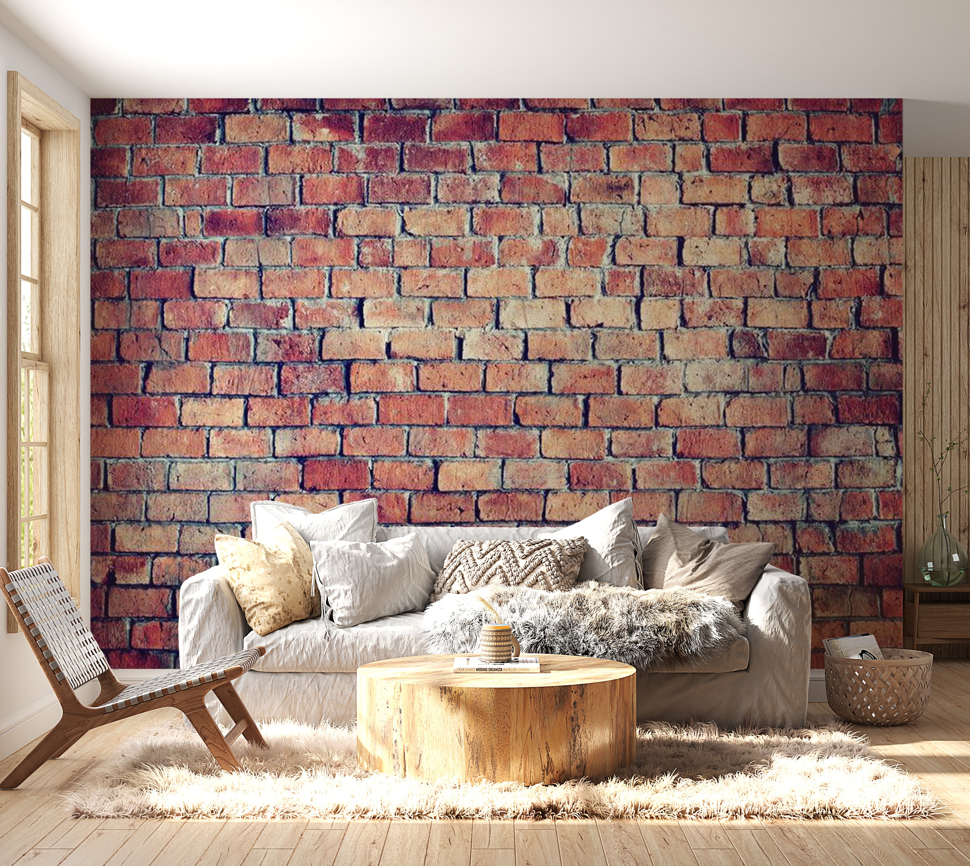 Background & Patterns Wallpaper Wall Mural - Old Red Brick Wall 39"Wx27"H