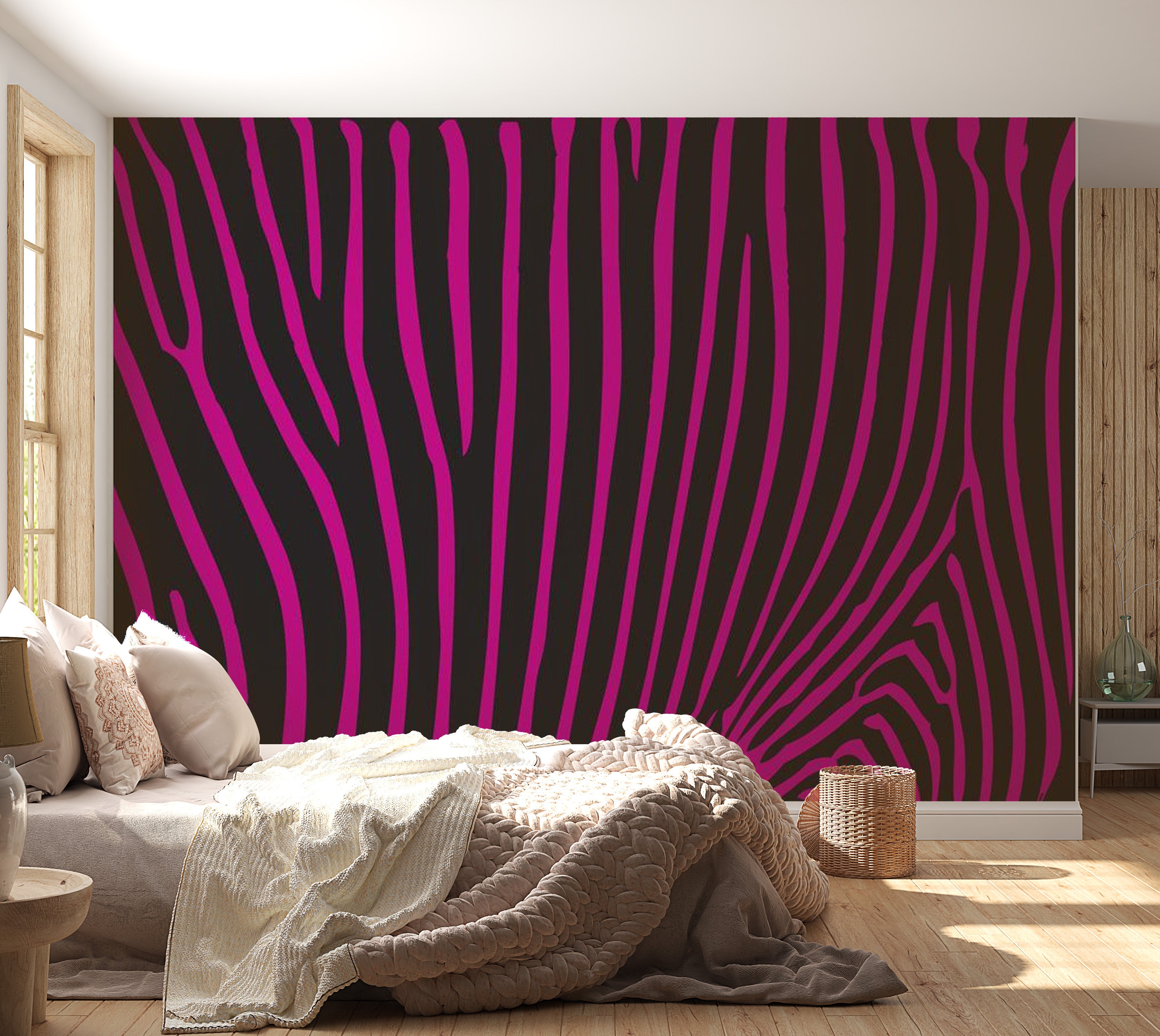 Abstract Wallpaper Wall Mural - Zebra Pattern Violet 118"Wx90"H