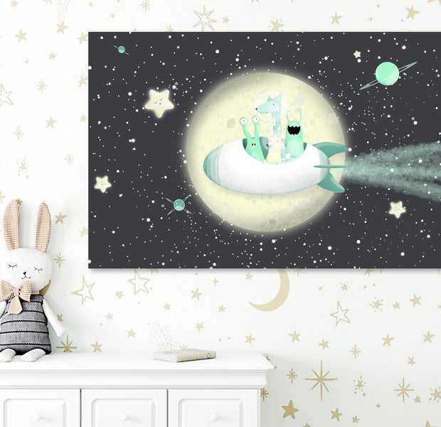 Cartoon Canvas Wall Art - Rocket Crew