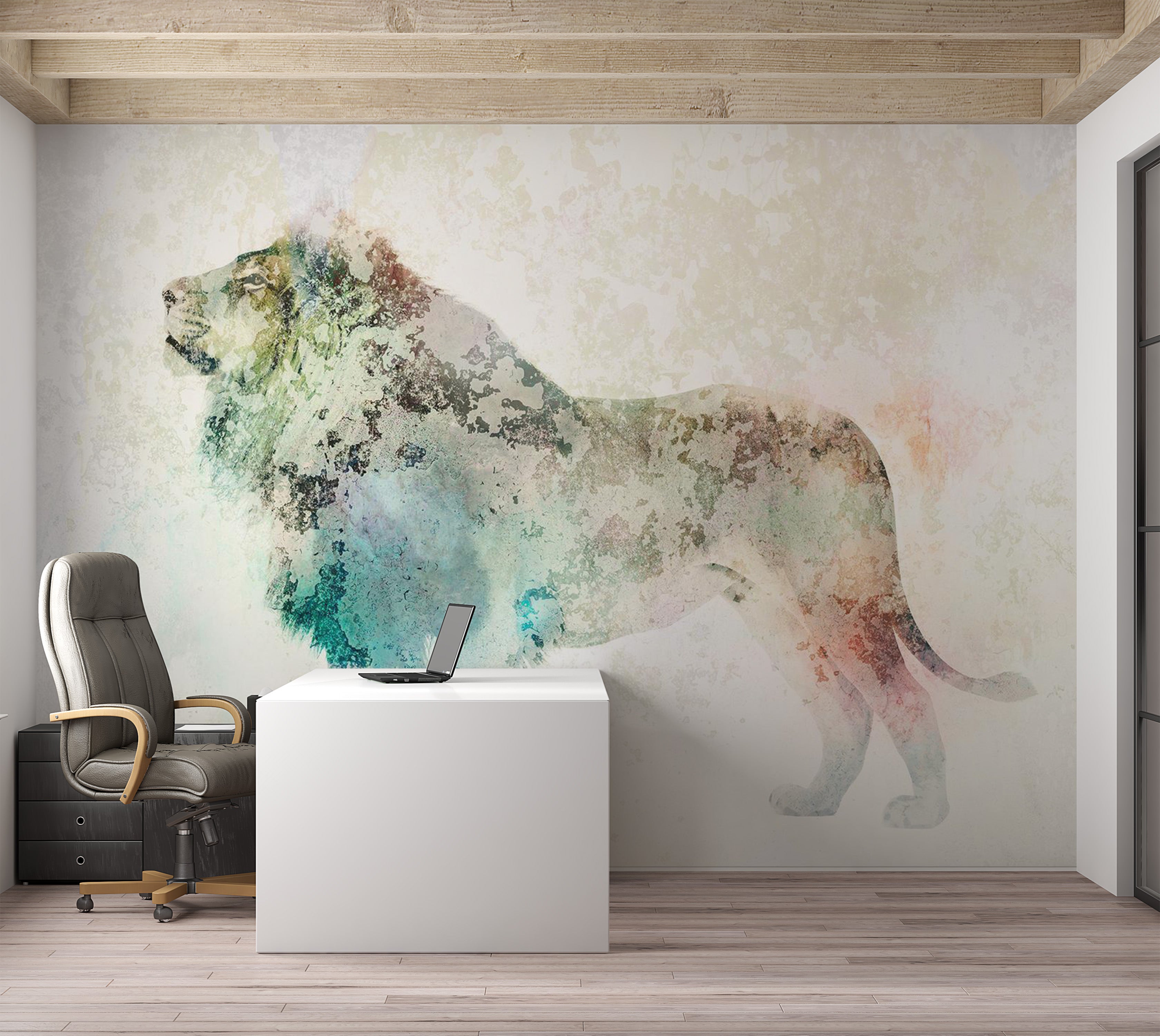 Animal Wallpaper Wall Mural - Colourful King 39"Wx27"H