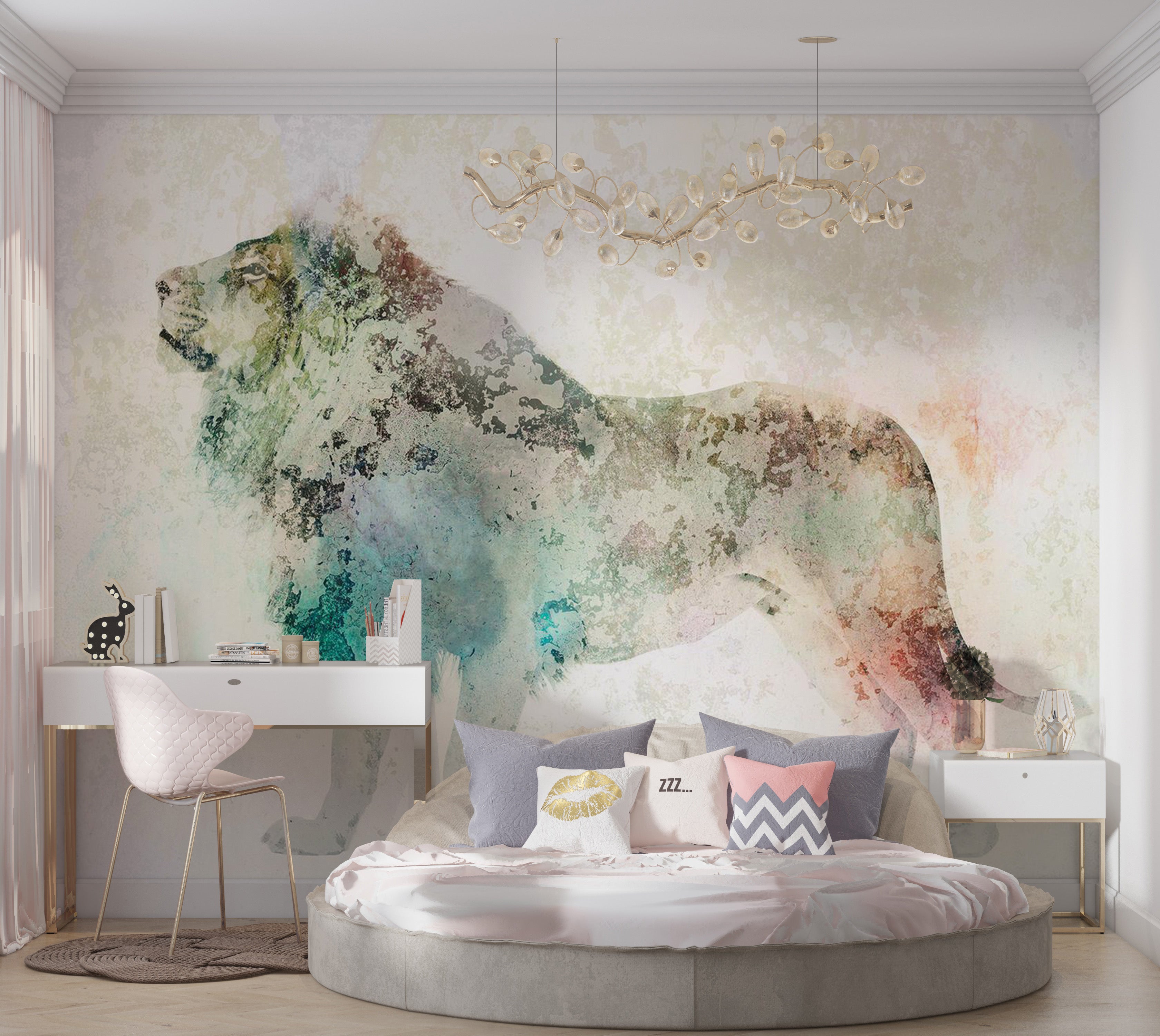 Animal Wallpaper Wall Mural - Colourful King 39"Wx27"H