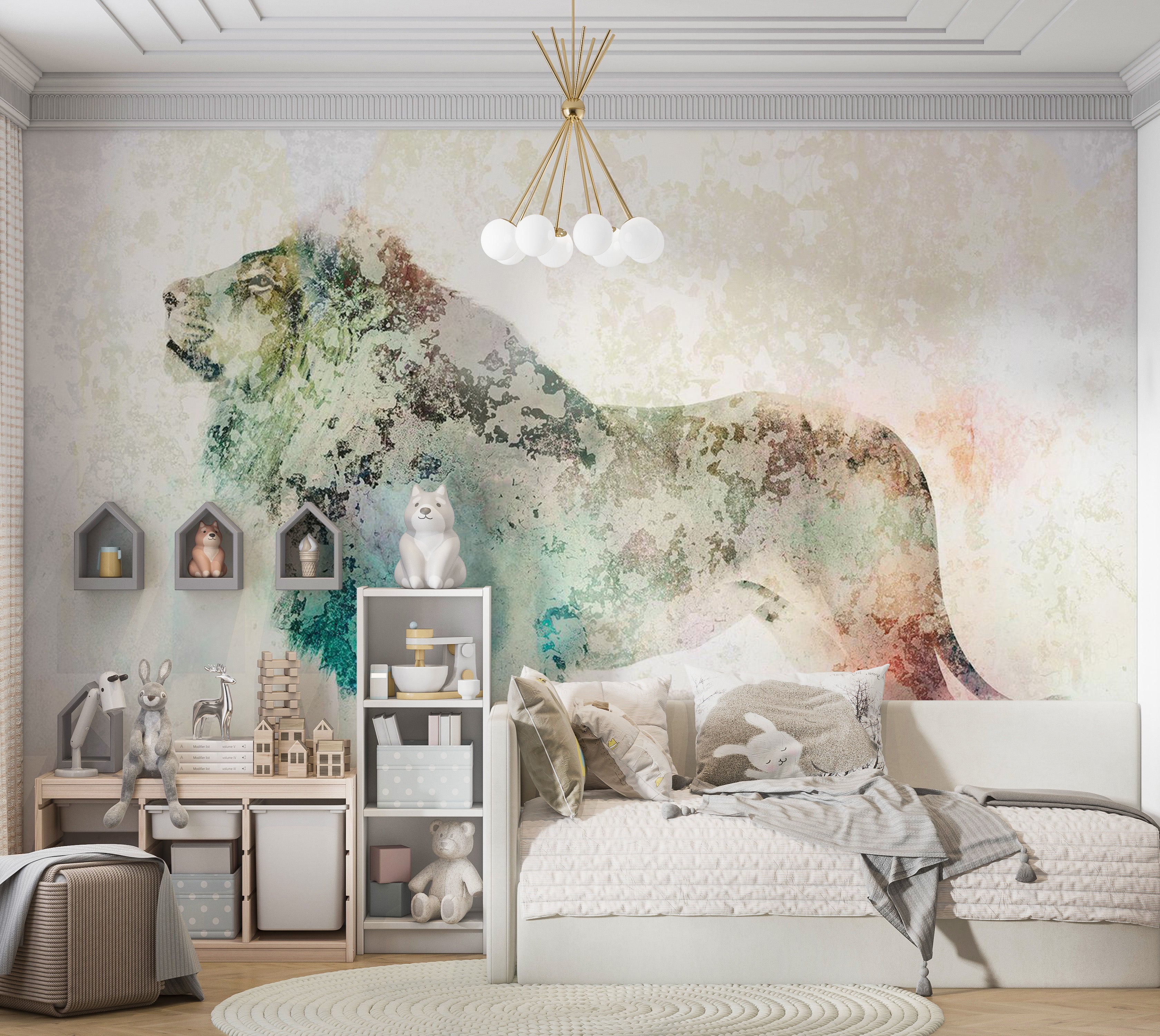 Animal Wallpaper Wall Mural - Colourful King 39"Wx27"H