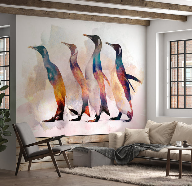 Animal Wallpaper Wall Mural - Penguin Wandering 39"Wx27"H