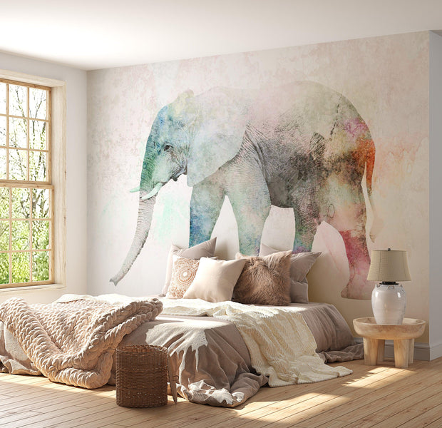 Animal Wallpaper Wall Mural - Painted Elephant