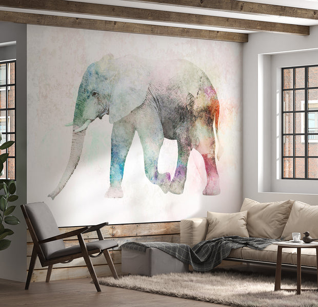 Animal Wallpaper Wall Mural - Painted Elephant 39"Wx27"H