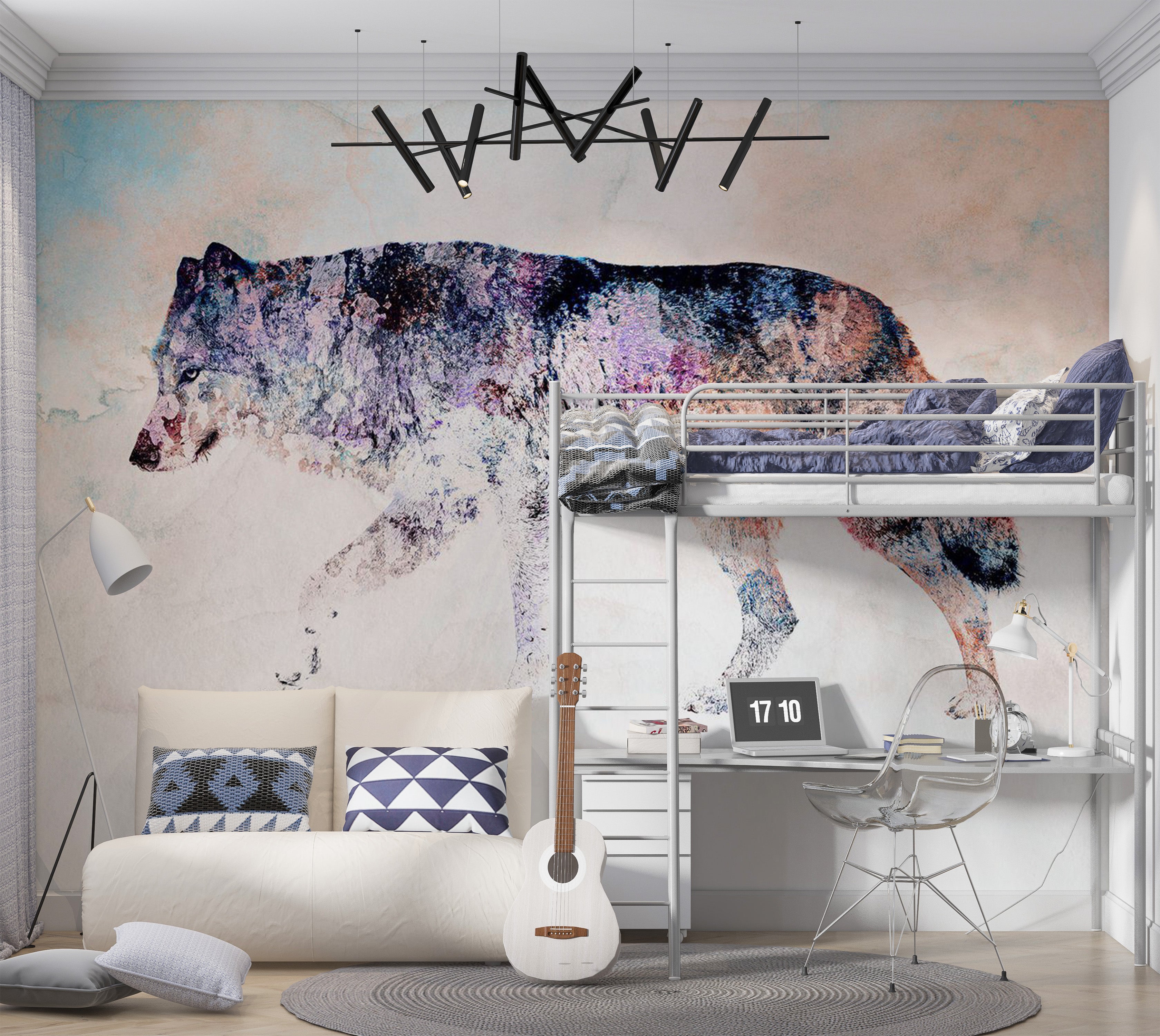 Animal Wallpaper Wall Mural - Lonely Wolf 39"Wx27"H