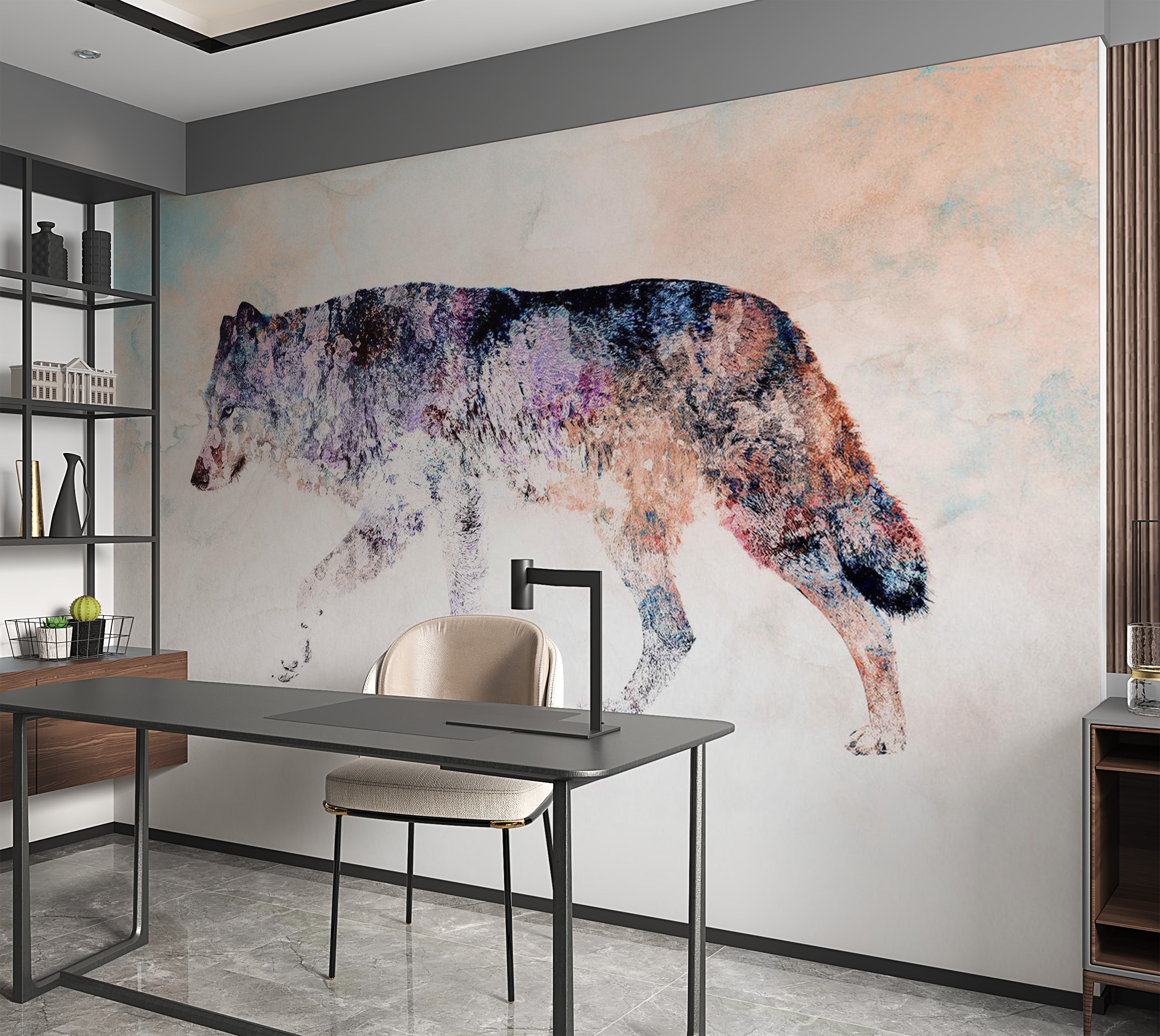 Animal Wallpaper Wall Mural - Lonely Wolf 39"Wx27"H