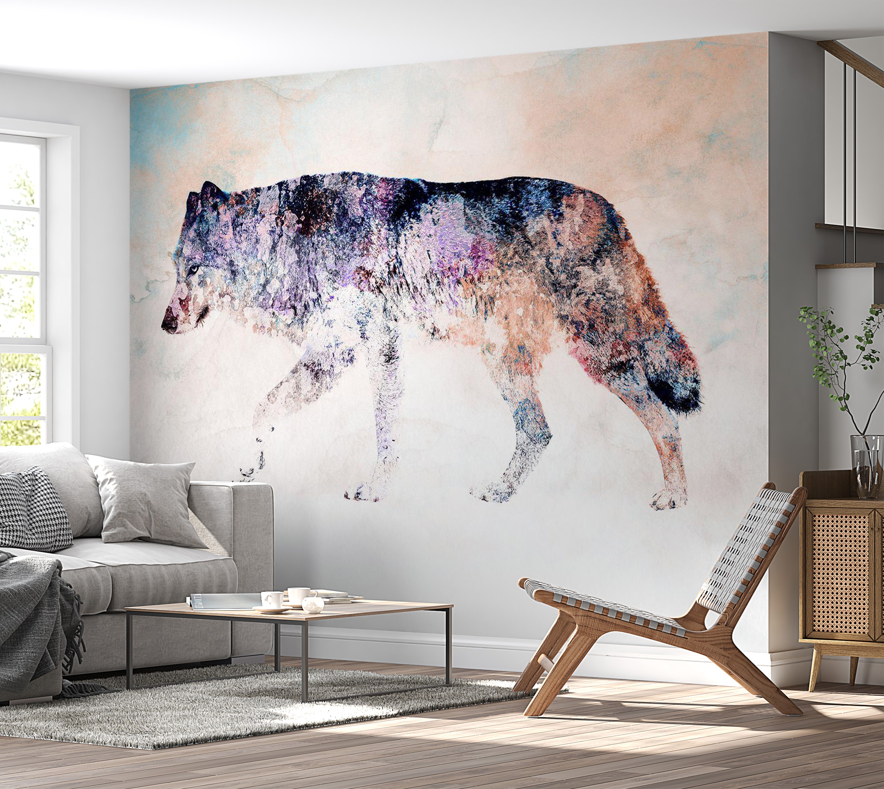 Animal Wallpaper Wall Mural - Lonely Wolf 39"Wx27"H