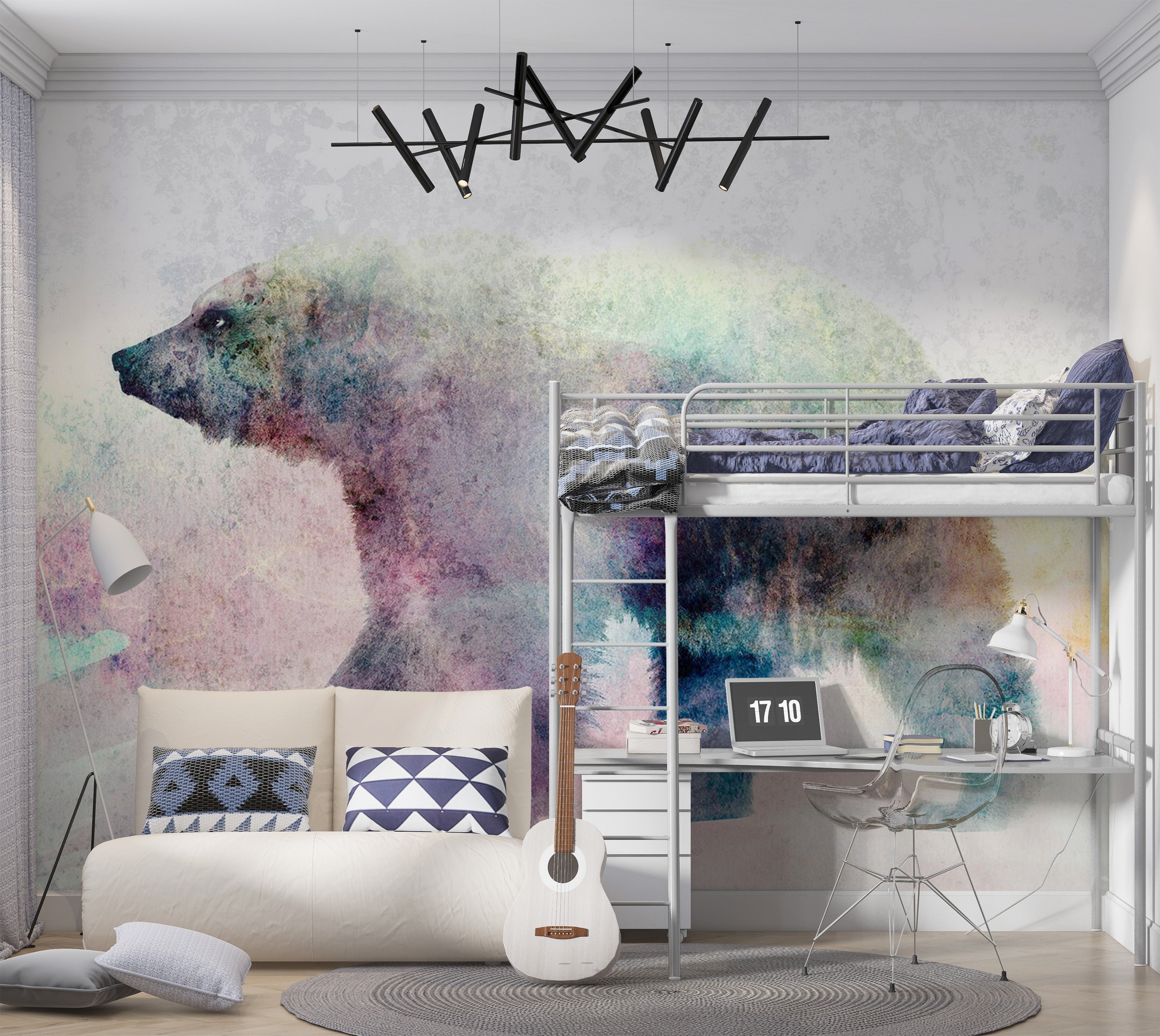 Animal Wallpaper Wall Mural - Lonely Bear 39"Wx27"H