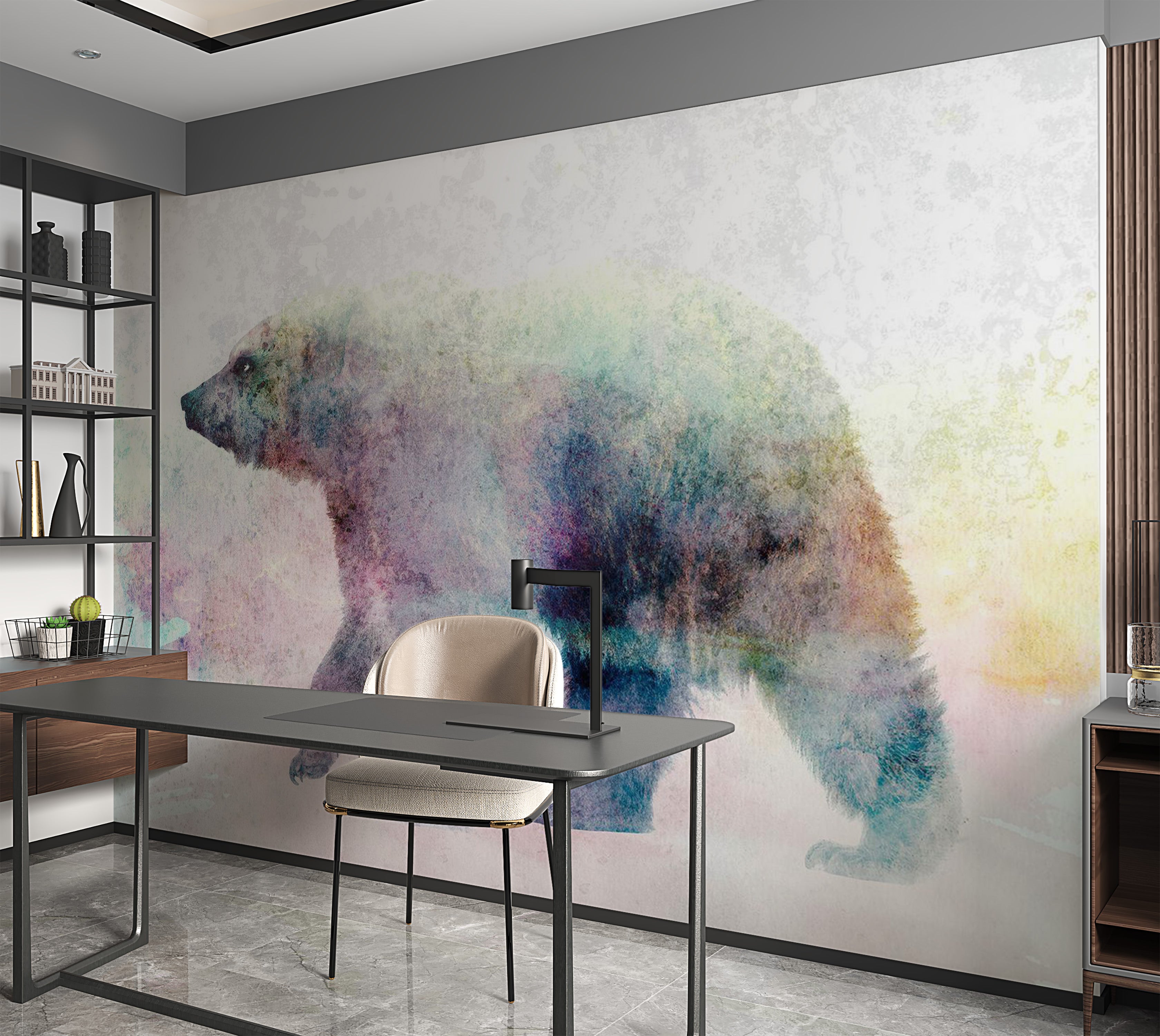 Animal Wallpaper Wall Mural - Lonely Bear 39"Wx27"H