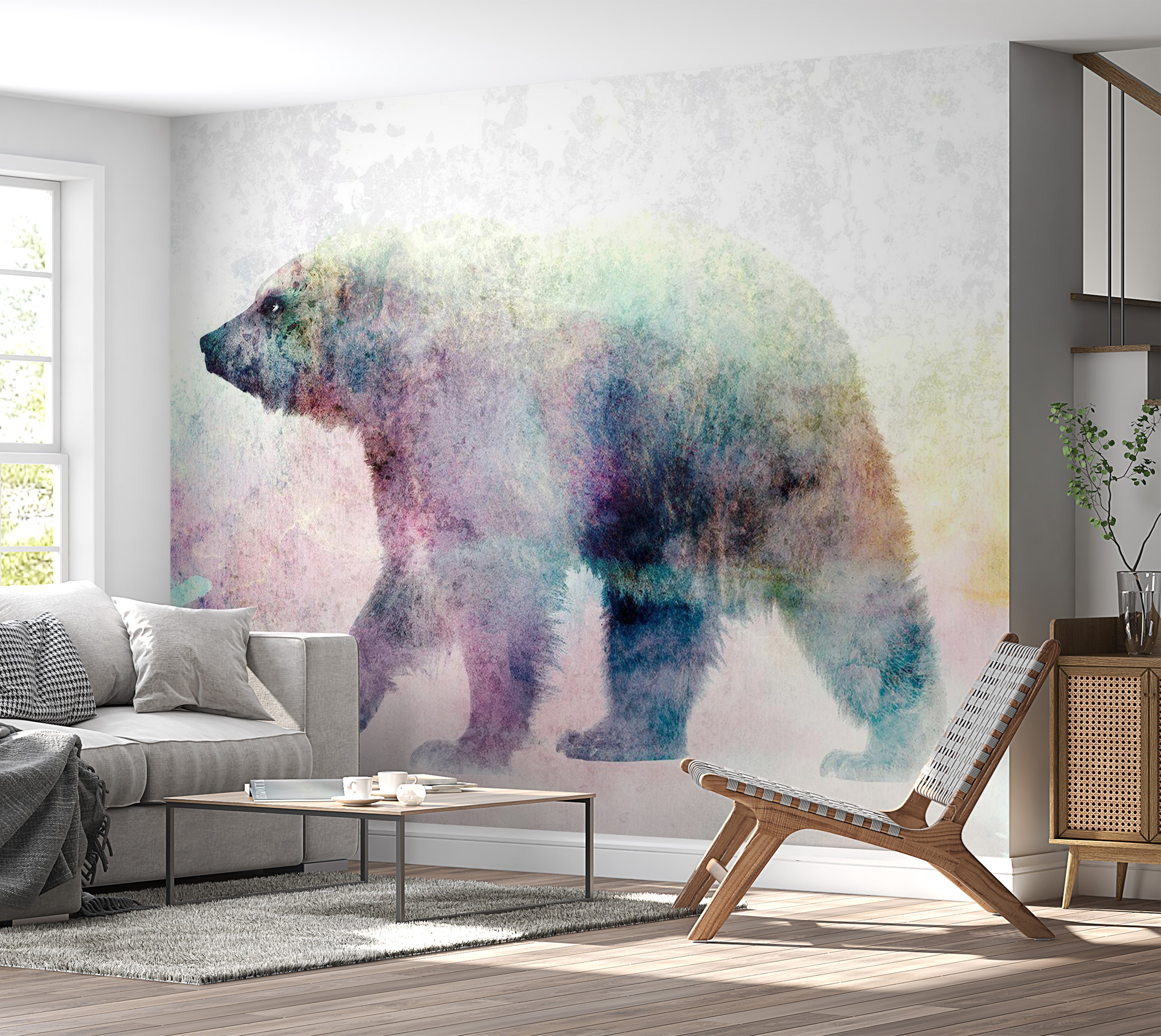 Animal Wallpaper Wall Mural - Lonely Bear 39"Wx27"H