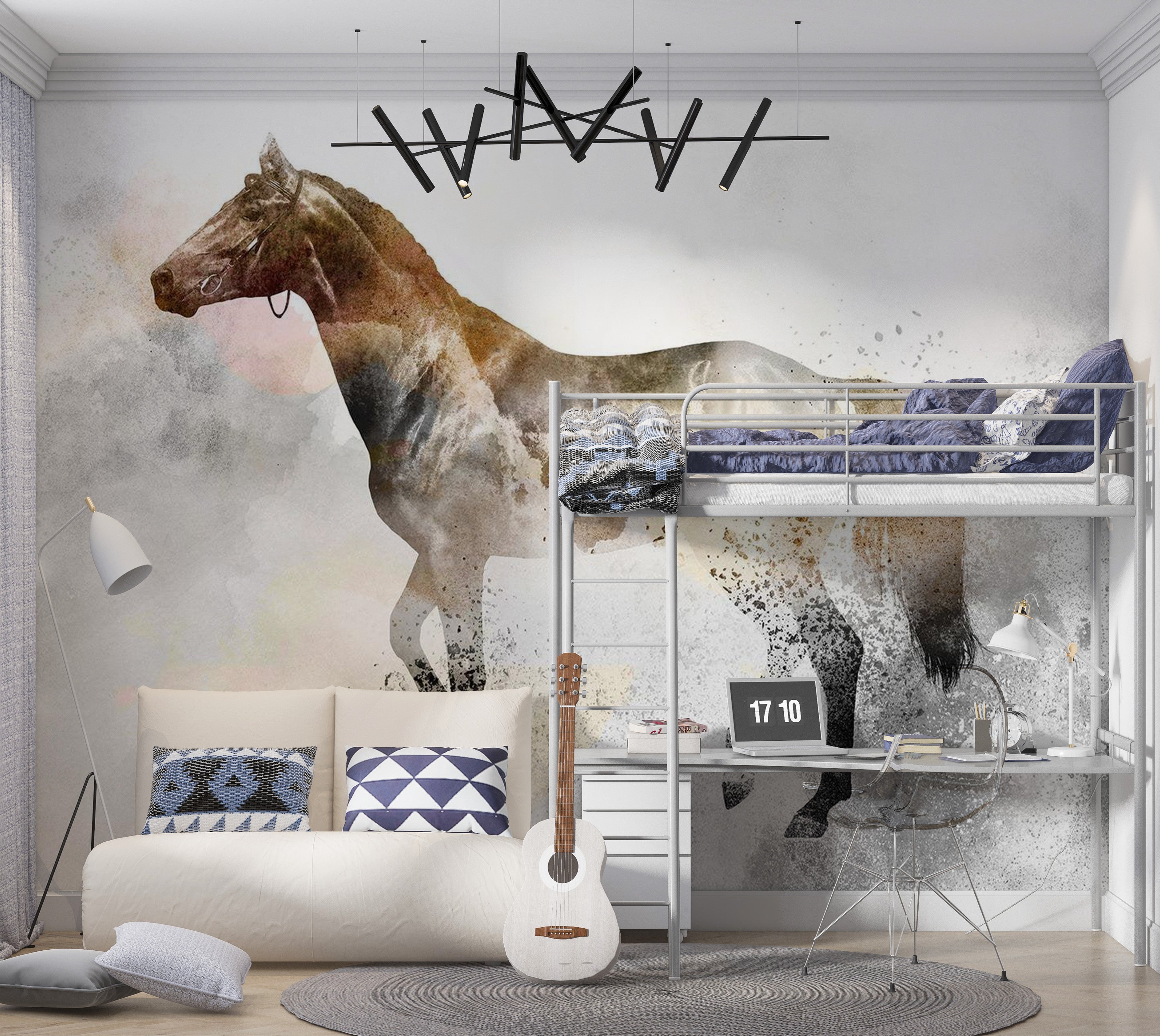 Animal Wallpaper Wall Mural - Fiery Steed 39"Wx27"H