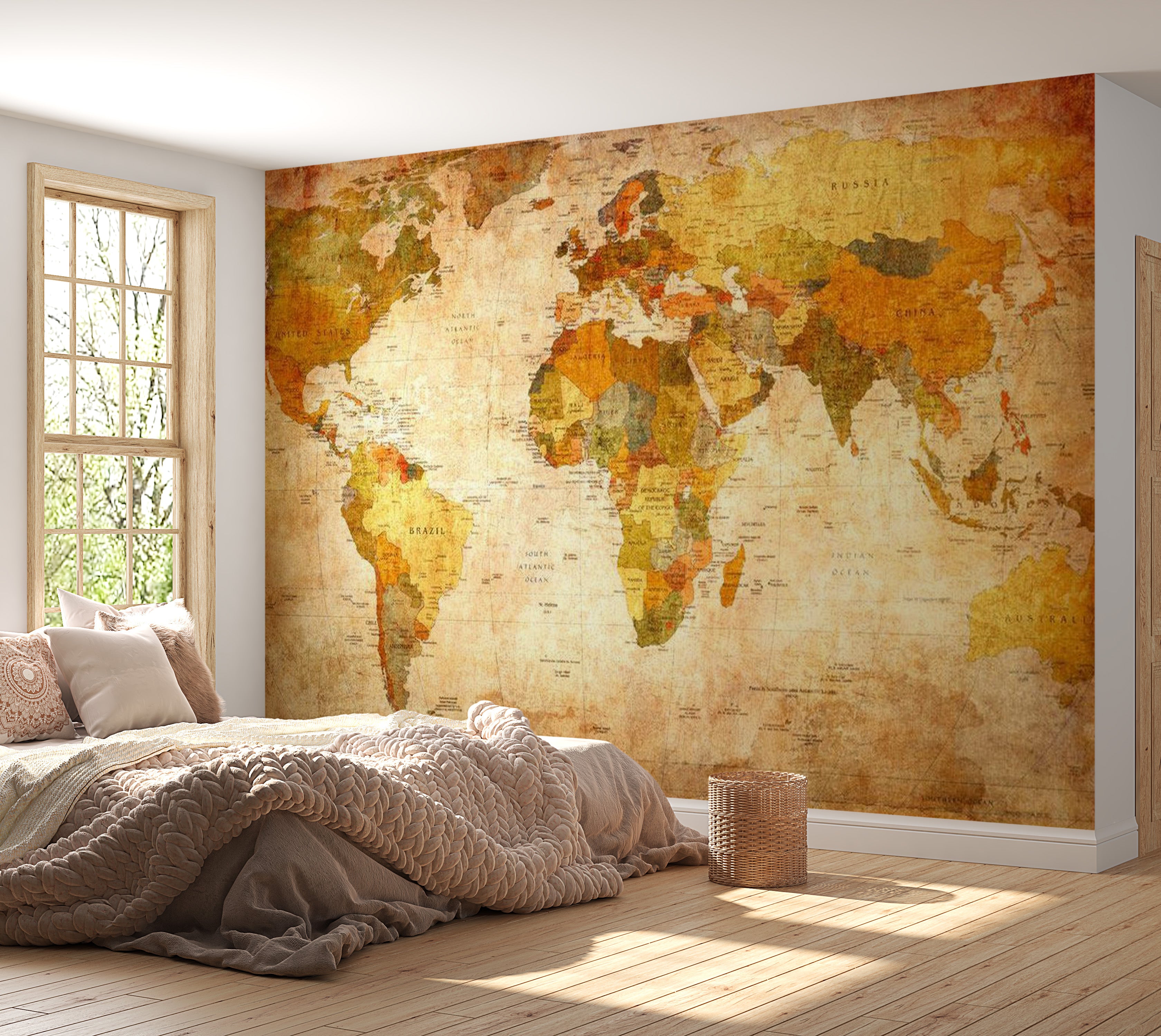 World Map Wallpaper Wall Mural - Old World Map 02 39"Wx27"H