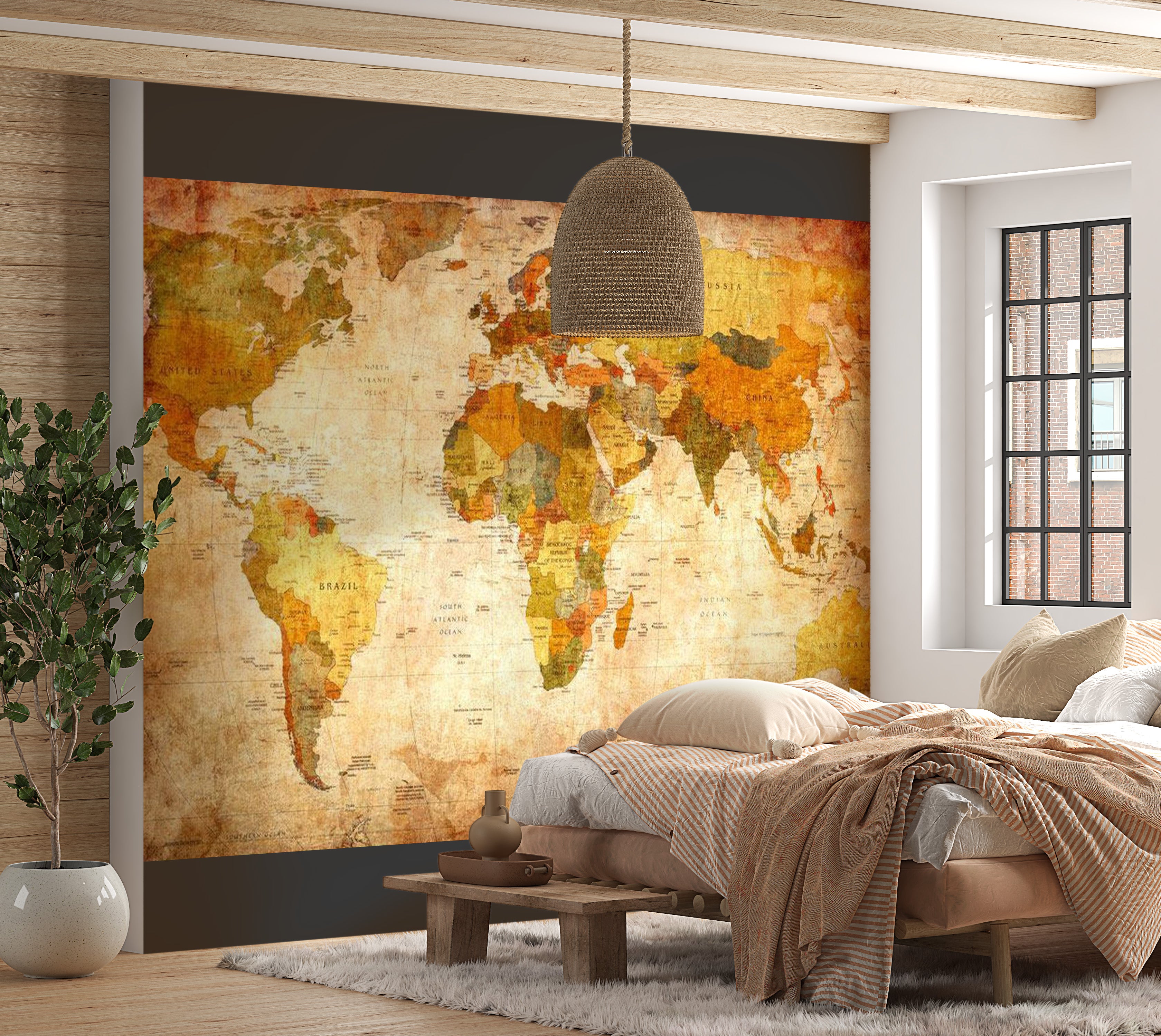 World Map Wallpaper Wall Mural - Old World Map 02 39"Wx27"H