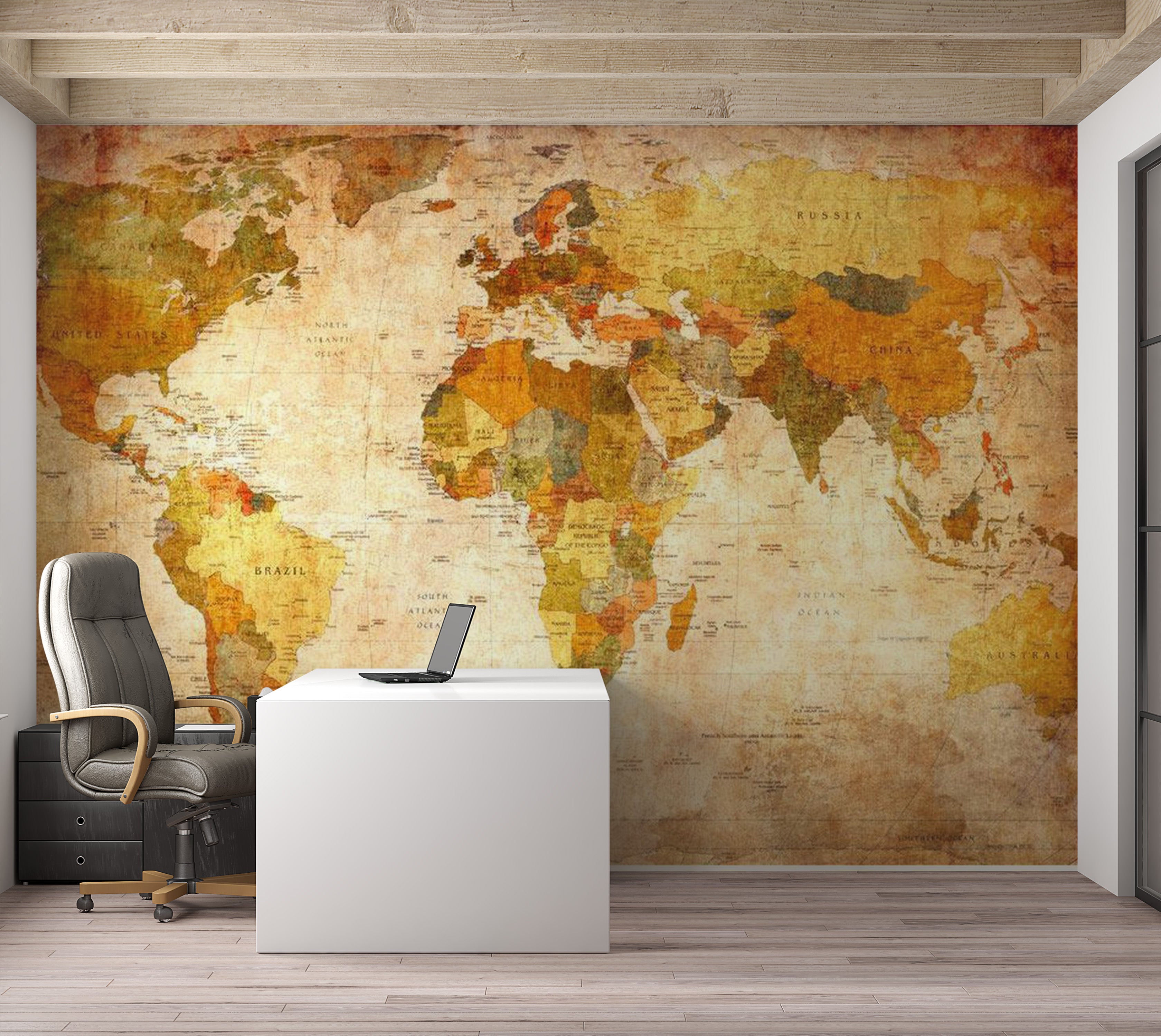 World Map Wallpaper Wall Mural - Old World Map 02 39"Wx27"H