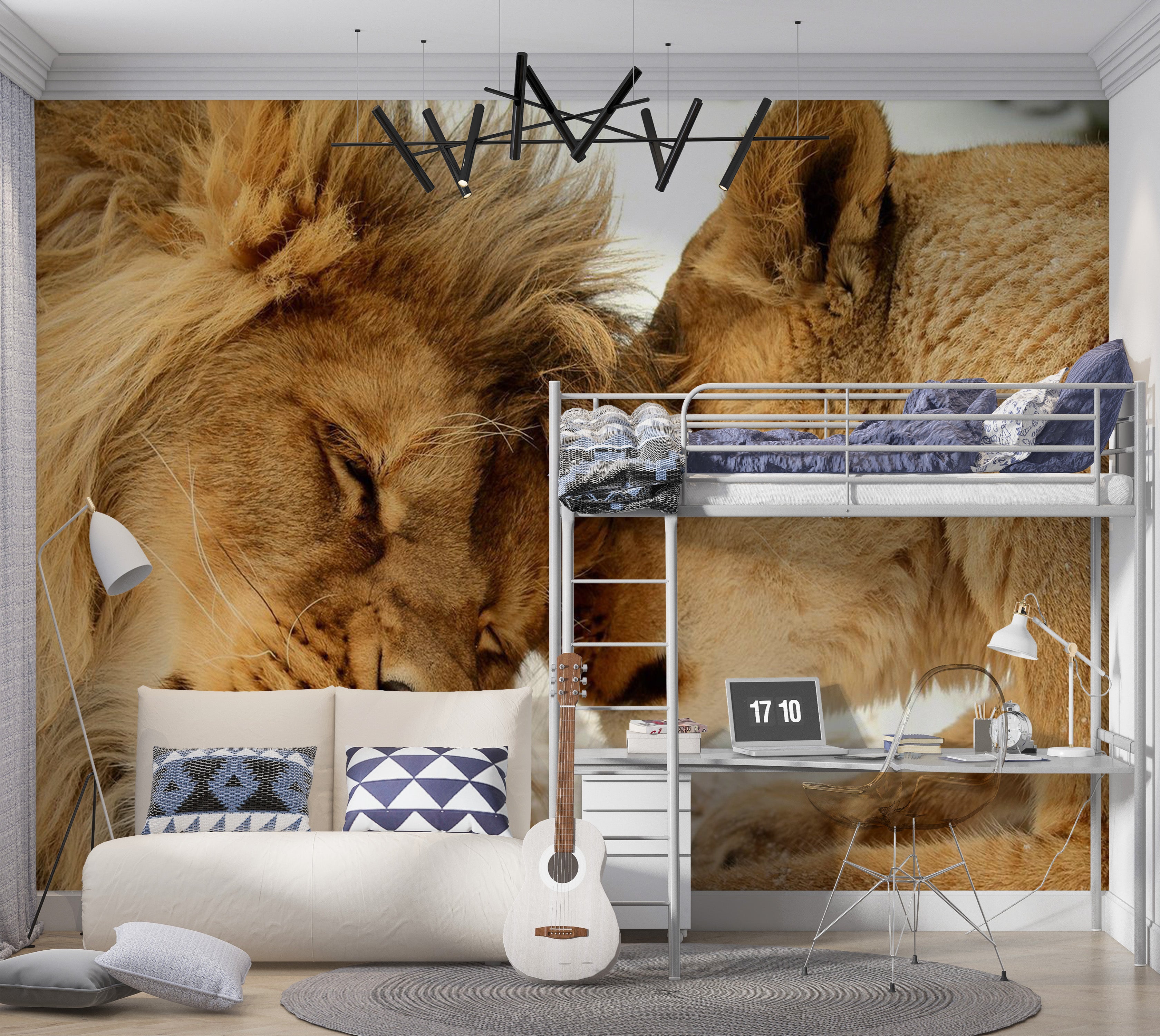 Animal Wallpaper Wall Mural - Lion Tenderness 39"Wx27"H