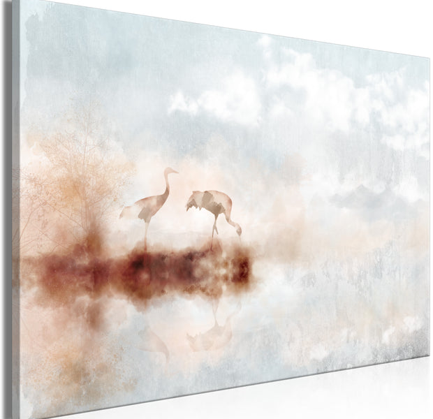 Landscape Canvas Wall Art - Cranes in the Morning