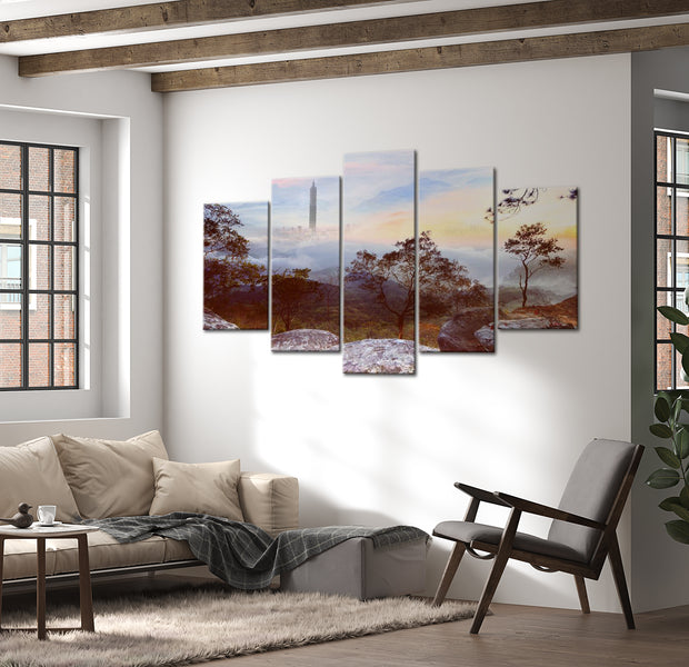 Stretched Canvas Landscape Art - Tower And Horizon 40"Wx20"H