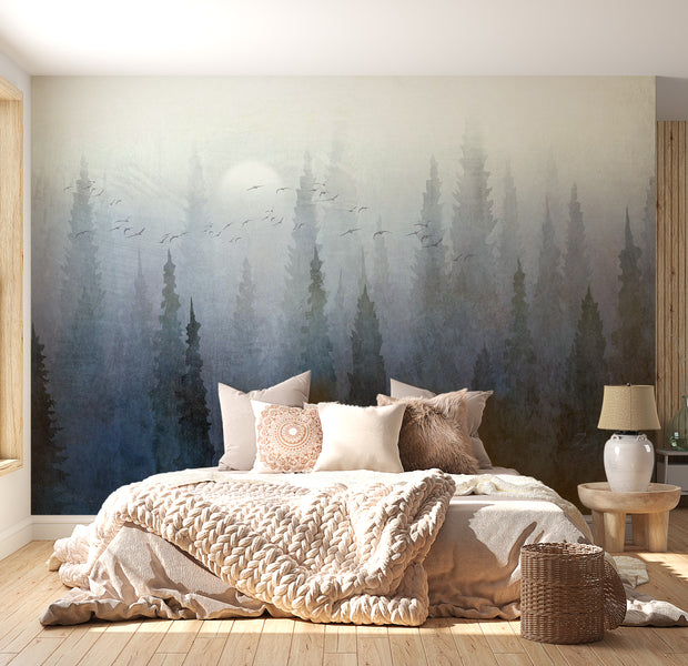 Peel & Stick Landscape Wall Mural - Flight Over the Forest 38"Wx27"H