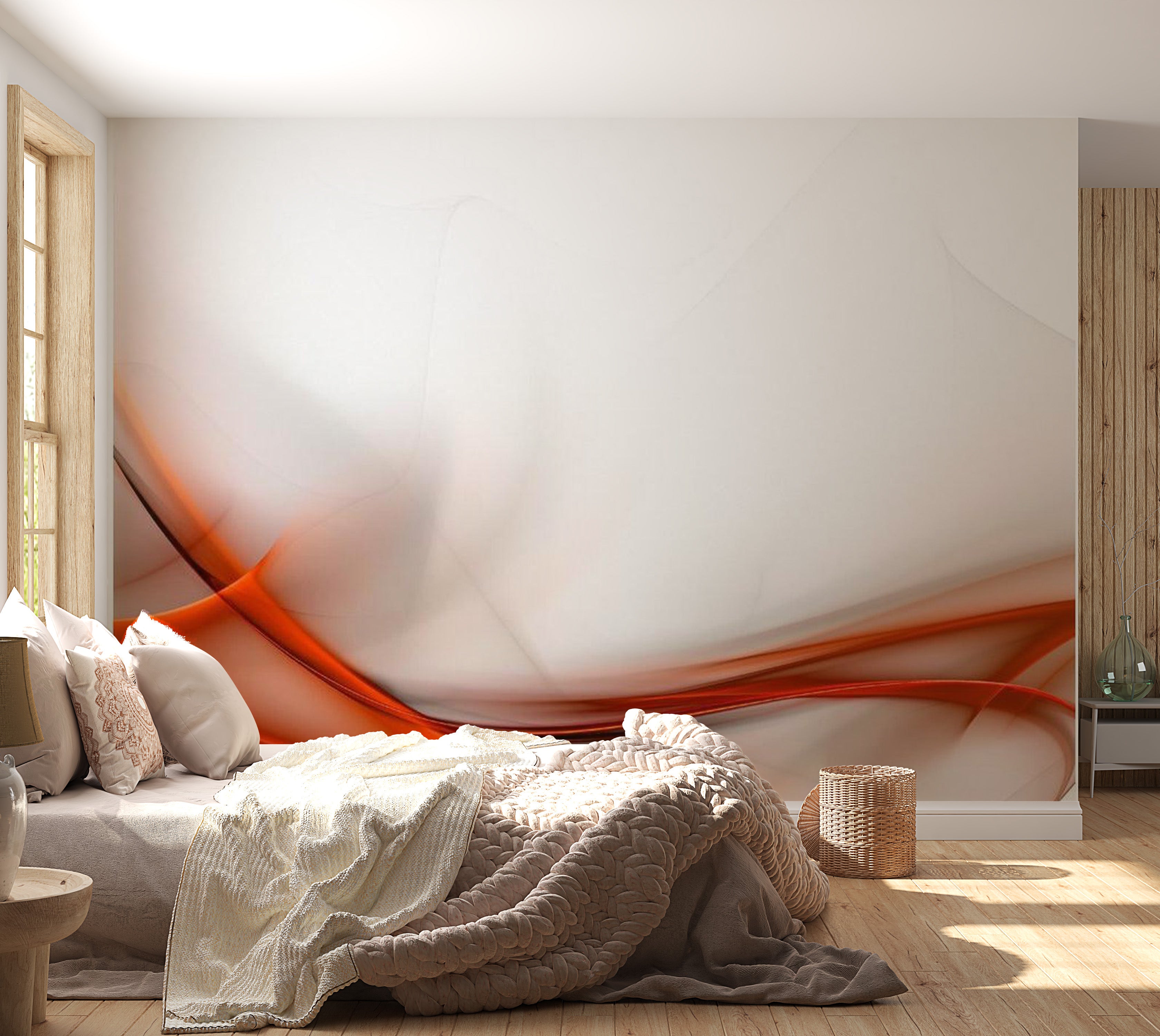 Abstract Wallpaper Wall Mural - Elegant Orange Design 118"Wx90"H