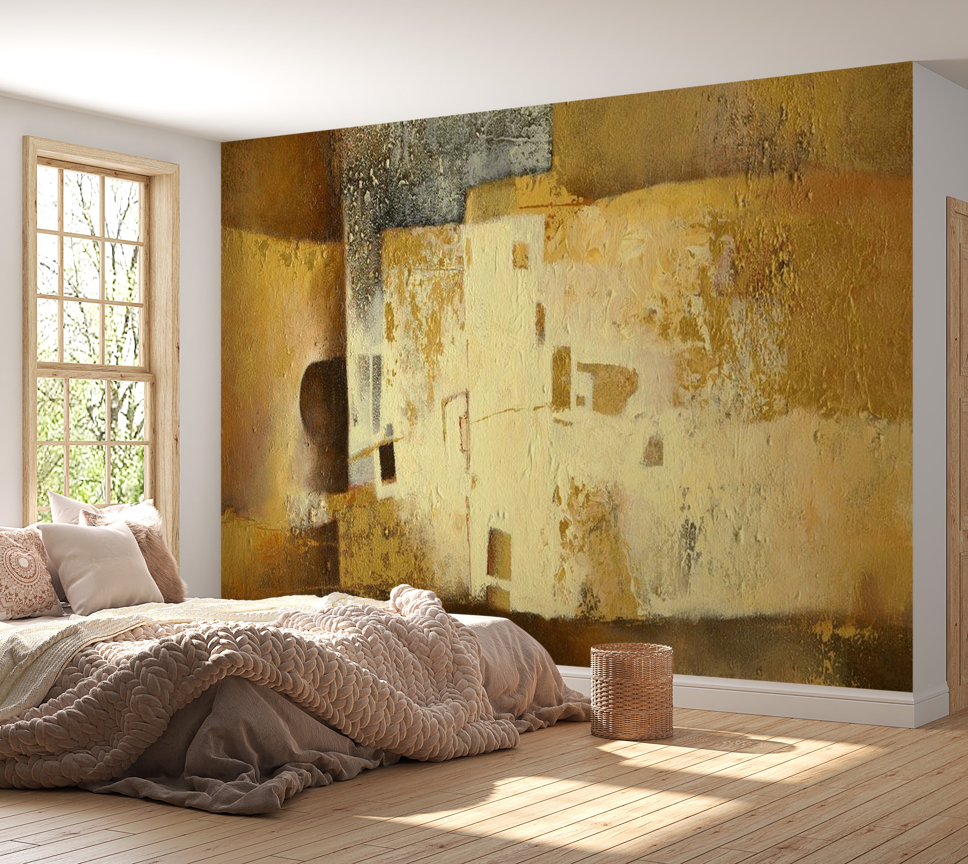 Abstract Wallpaper Wall Mural - Golden Oddity 39"Wx27"H