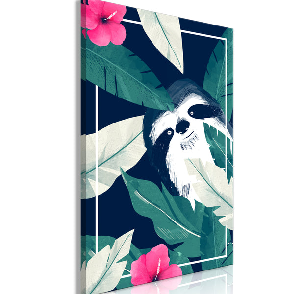 Cartoon Canvas Wall Art - Sloth in the Tropics