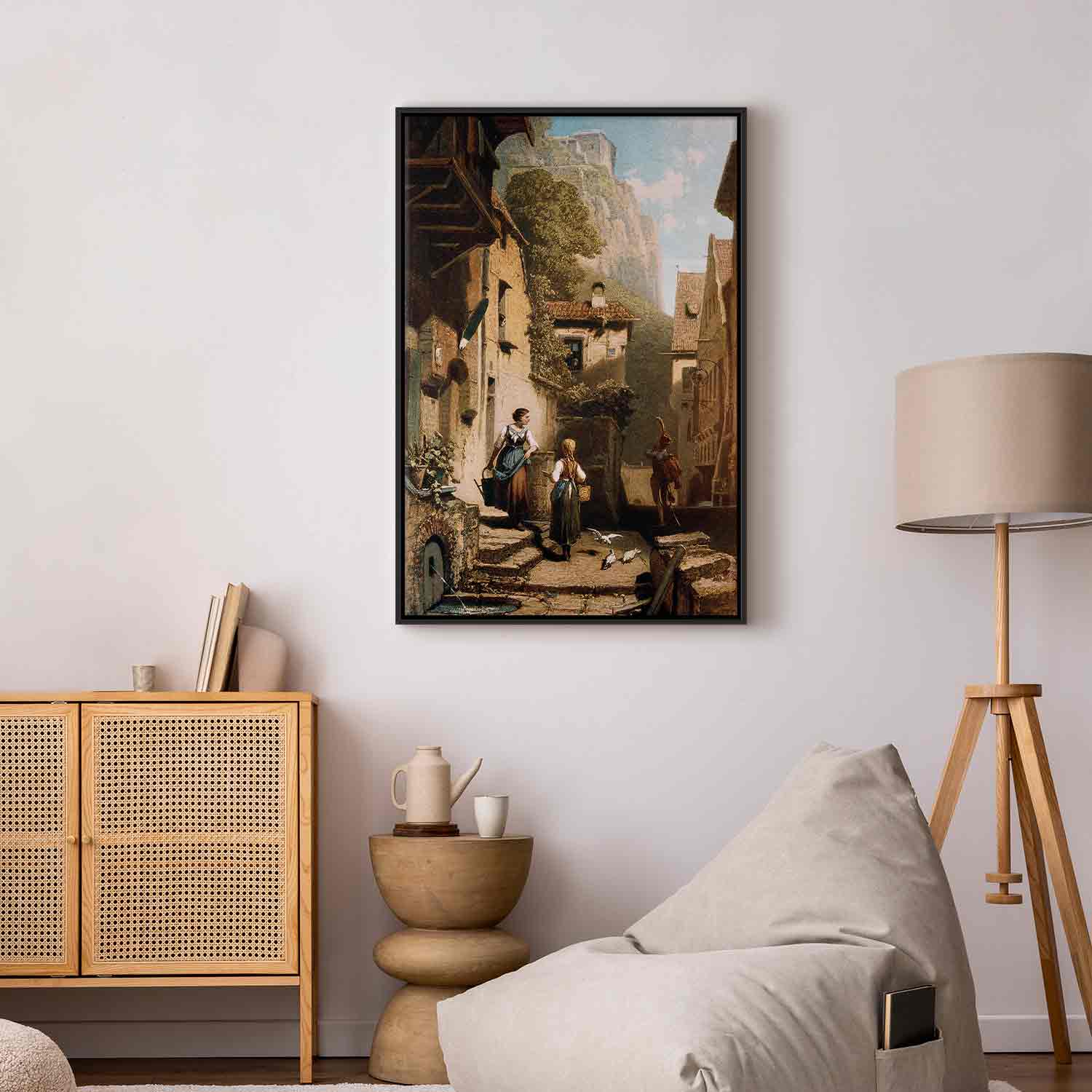 Floating Framed Canvas Art - The Hussar - Carl Spitzweg