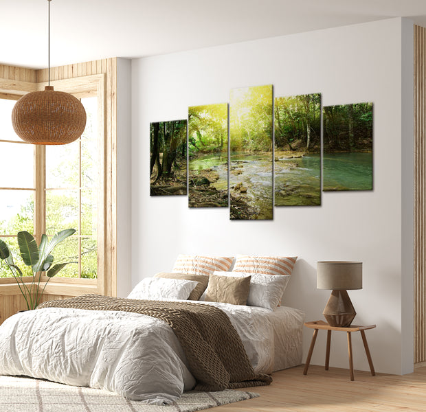 Stretched Canvas Landscape Art - Forest River 40"Wx20"H