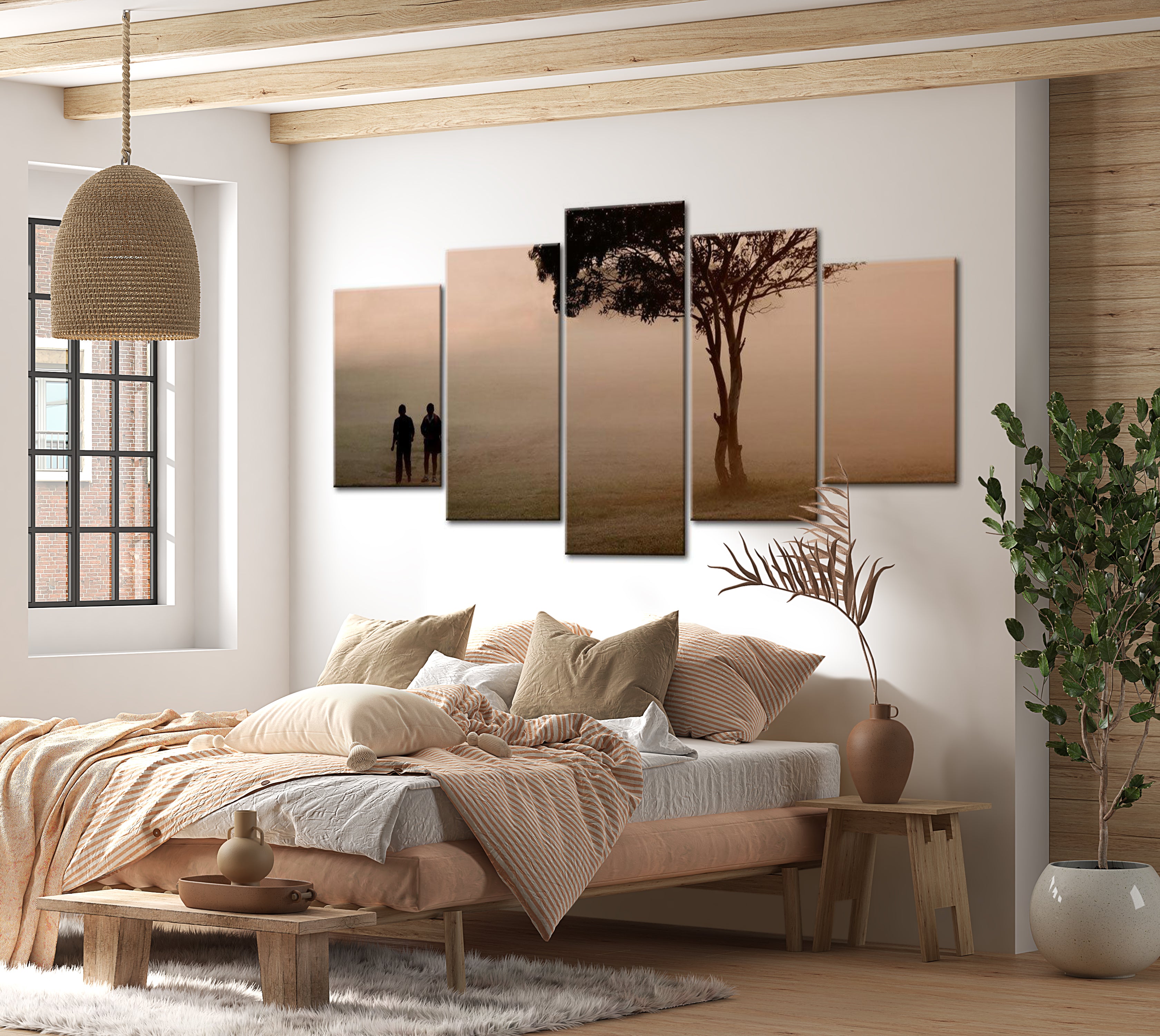 Stretched Canvas Landscape Art - A Walk In The Fogg 40"Wx20"H