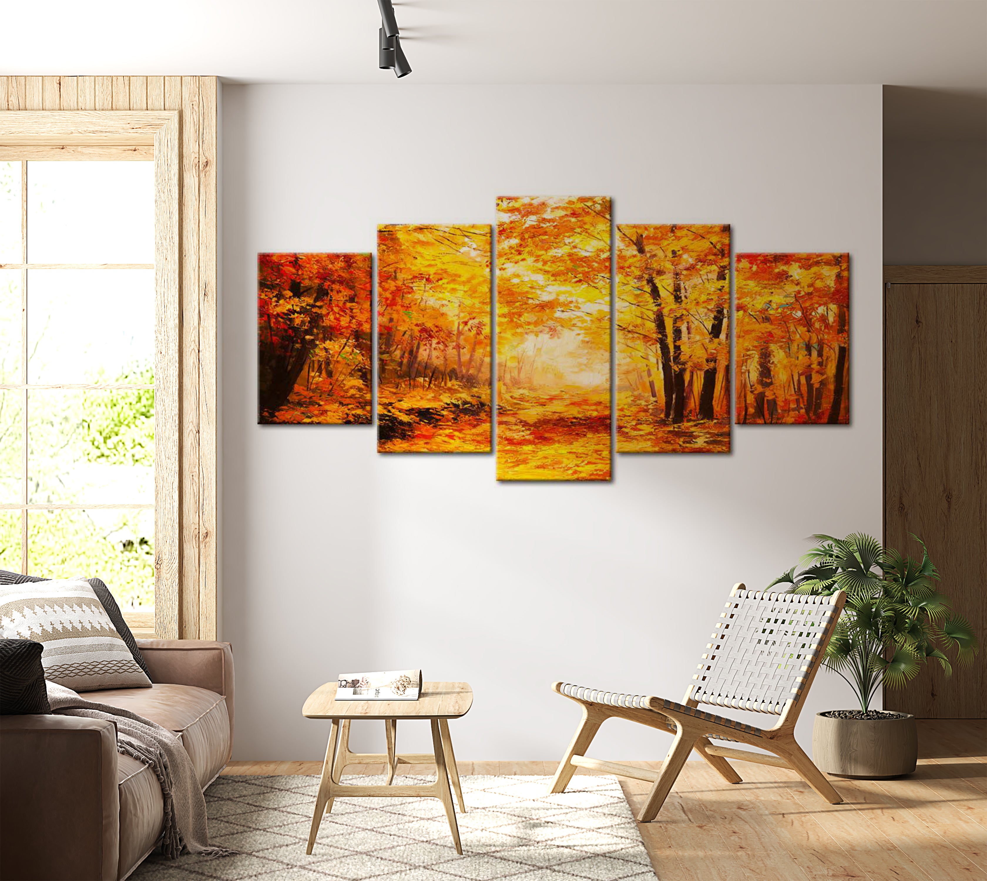 Stretched Canvas Landscape Art - Autumn Alley 40"Wx20"H