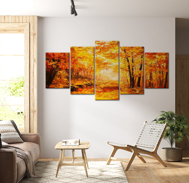 Stretched Canvas Landscape Art - Autumn Alley 40"Wx20"H