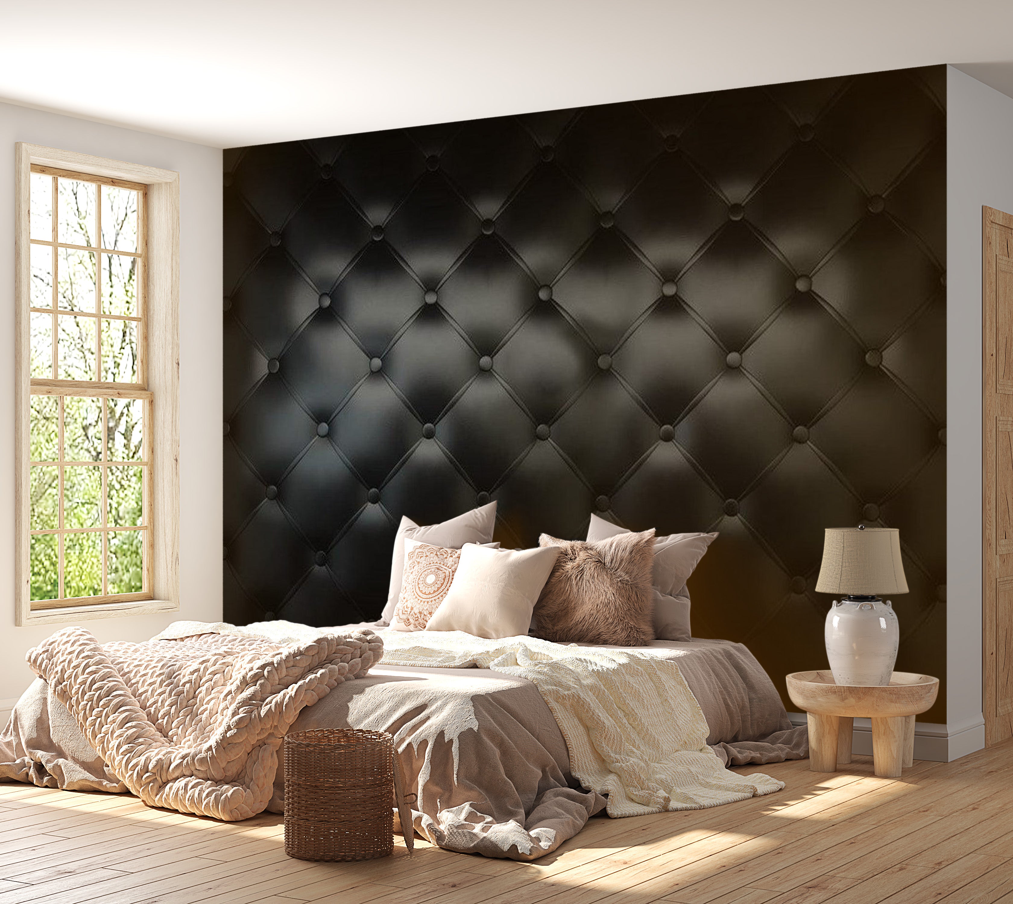 Background & Patterns Wallpaper Wall Mural - Black Chesterfield Pattern 39"Wx27"H