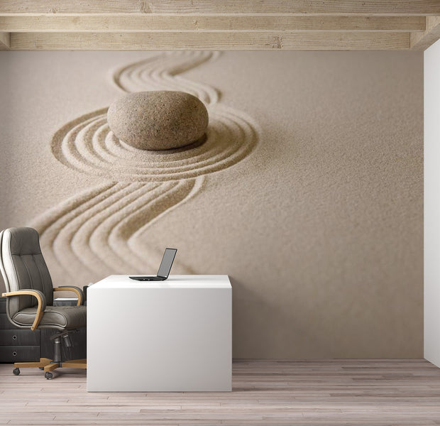 Zen Wallpaper Wall Mural - Stone Sand Garden 118"Wx90"H