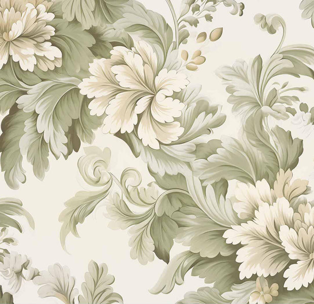 Peel & Stick Floral Wall Mural - Retro Vintage Flowers Cream 38"Wx27"H
