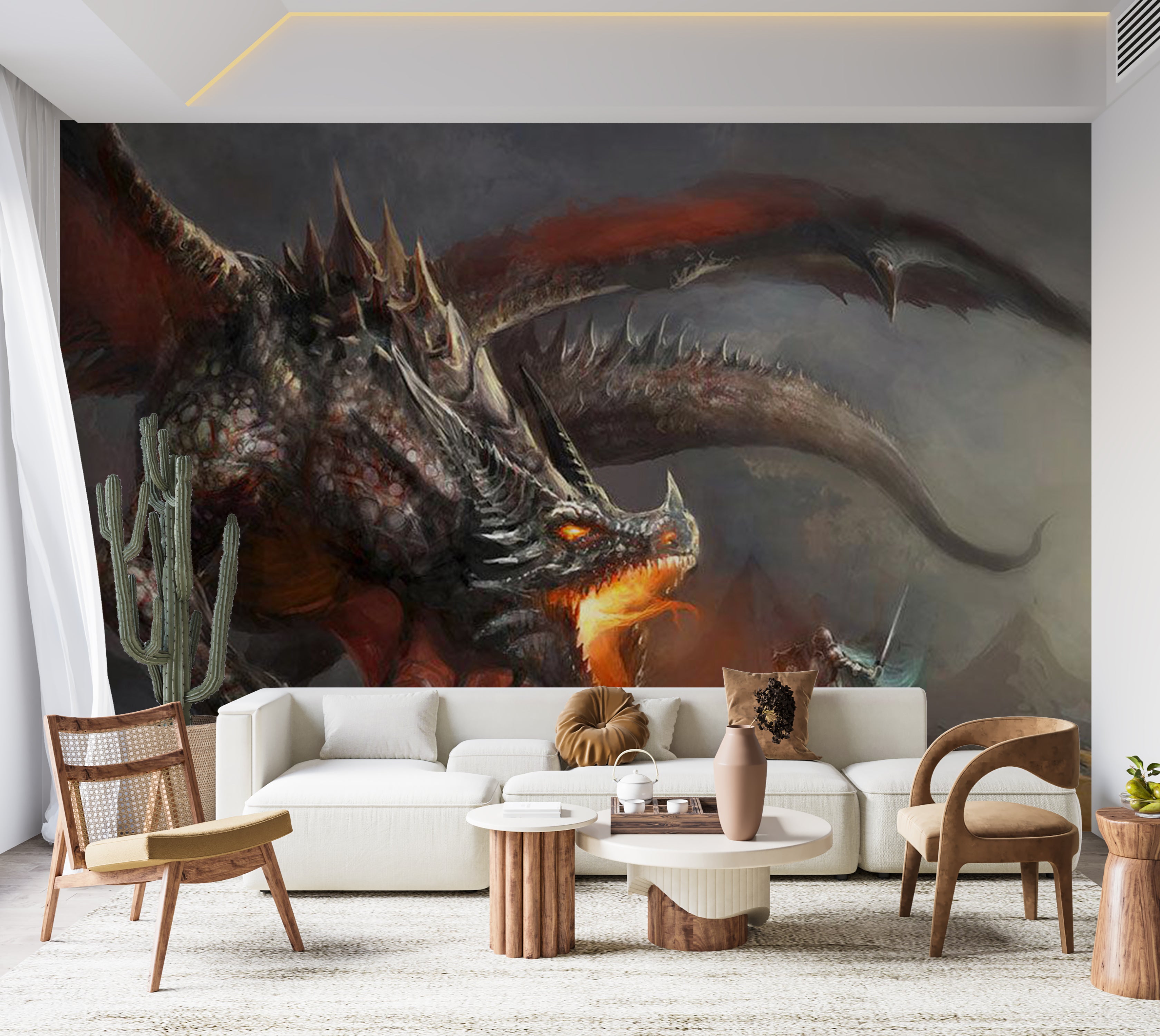 Fiction Wallpaper Wall Mural - Dragon Fire 39"Wx27"H / Standard