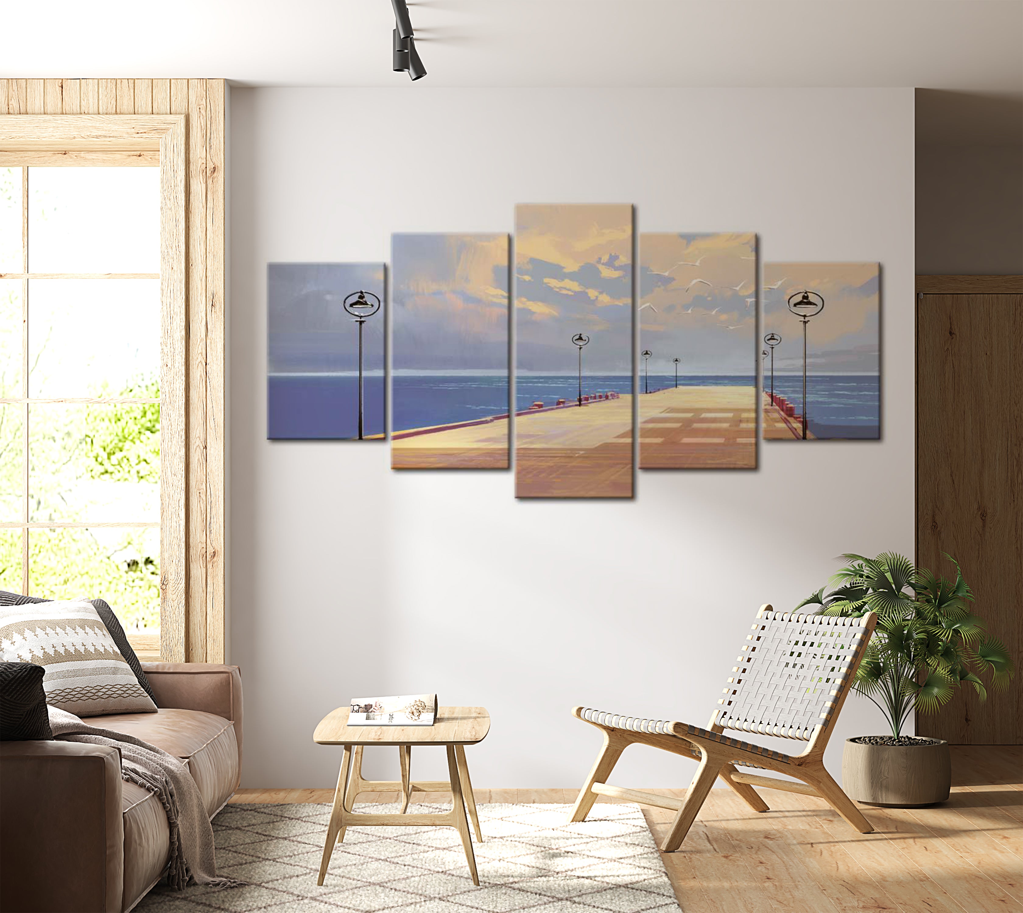 Stretched Canvas Landscape Art - Seaside Walk 40"Wx20"H