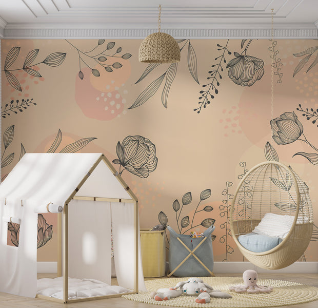 Abstract Wallpaper Wall Mural - Geometric Lines of Nature 39"Wx27"H / Standard