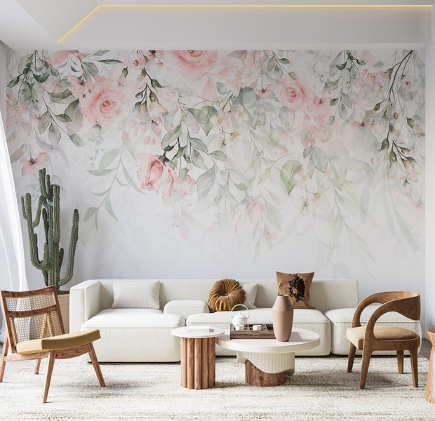 Peel & Stick Floral Wall Mural - Waterfall of Roses 38"Wx27"H