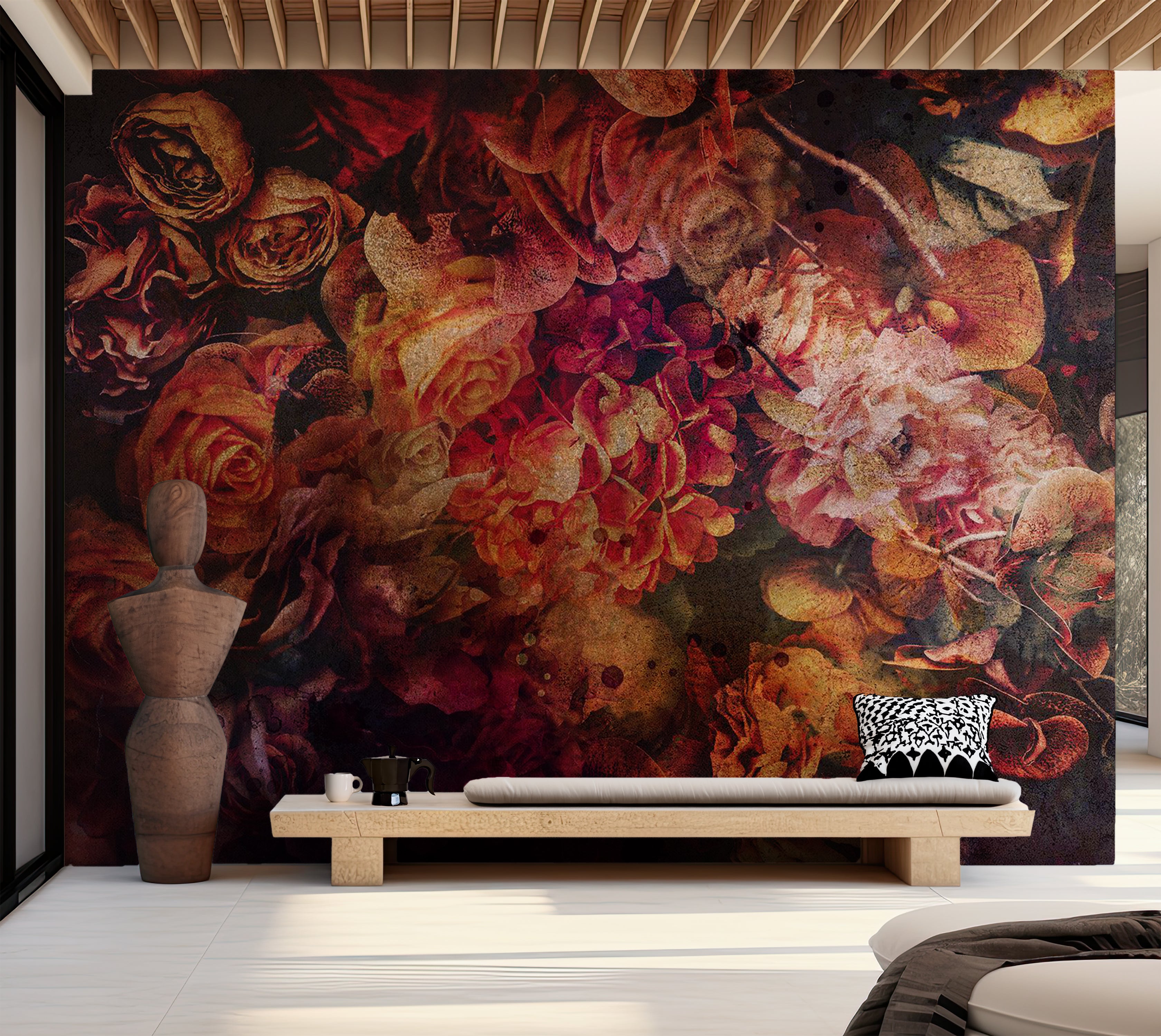 Floral Wallpaper Wall Mural - Vintage Flowers 39"Wx27"H